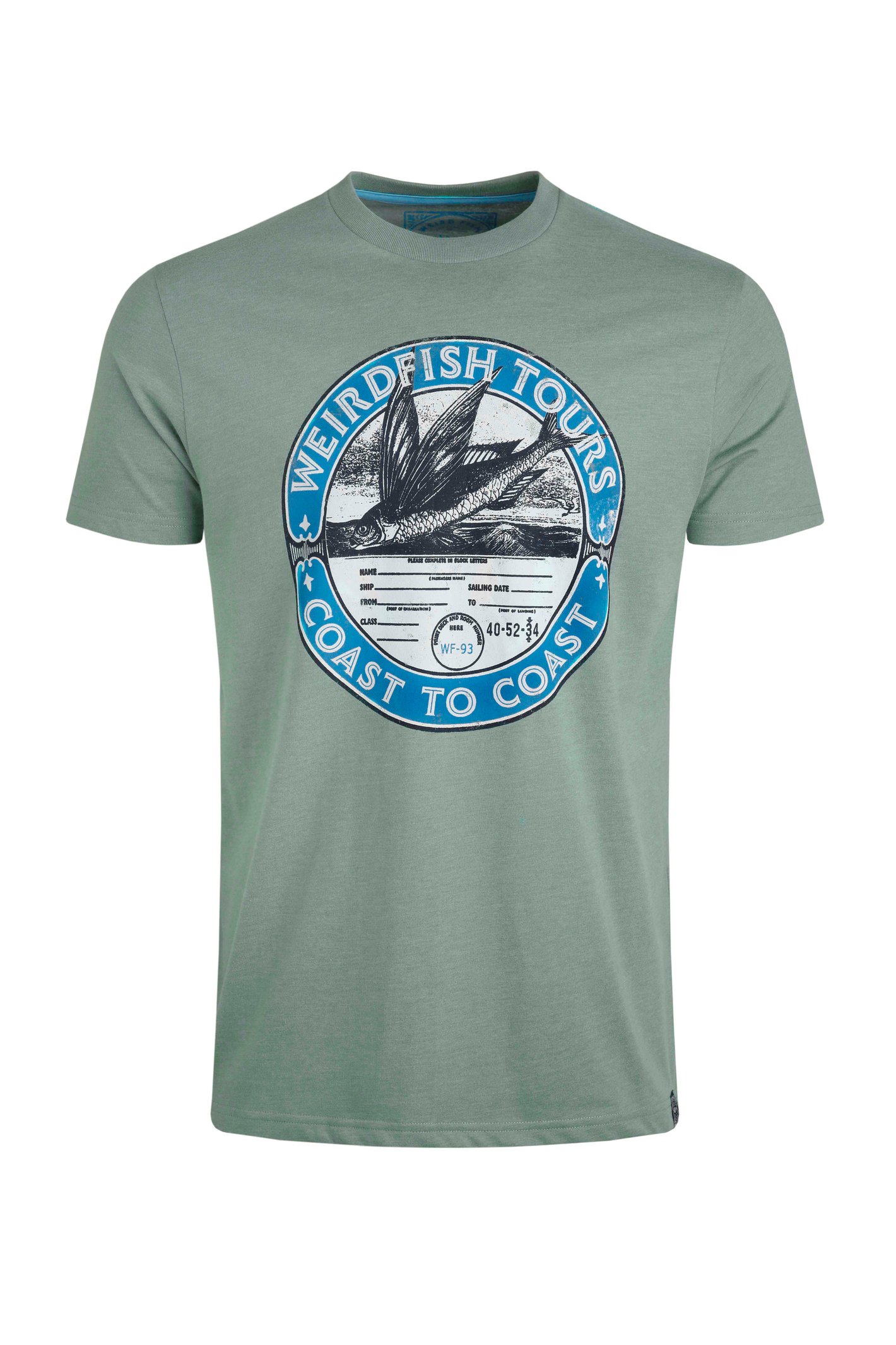 Weird Fish Coasting Eco Front Print Graphic T-Shirt Dusty Teal Size XL