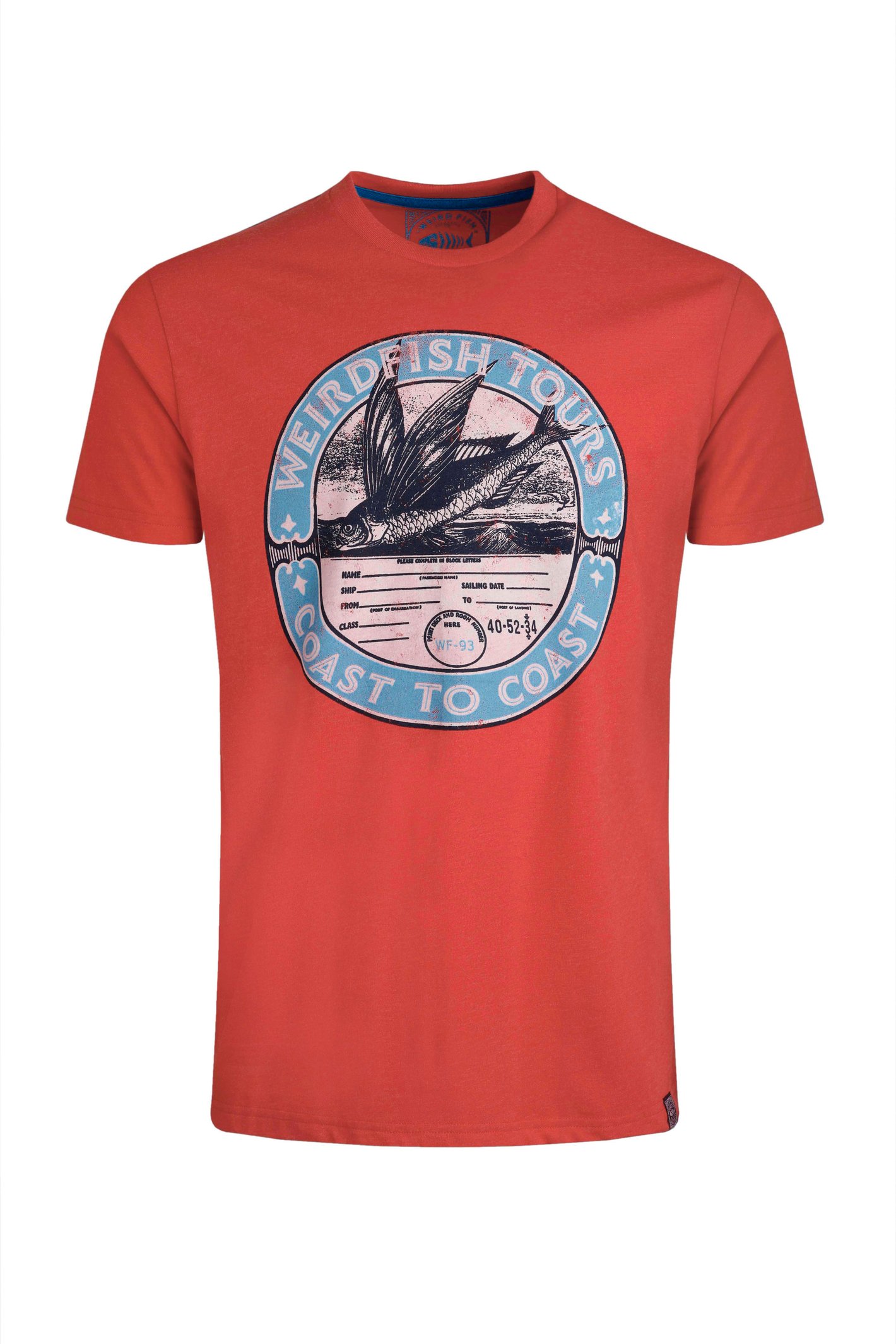 Weird Fish Coasting Eco Front Print Graphic T-Shirt Retro Red Size L