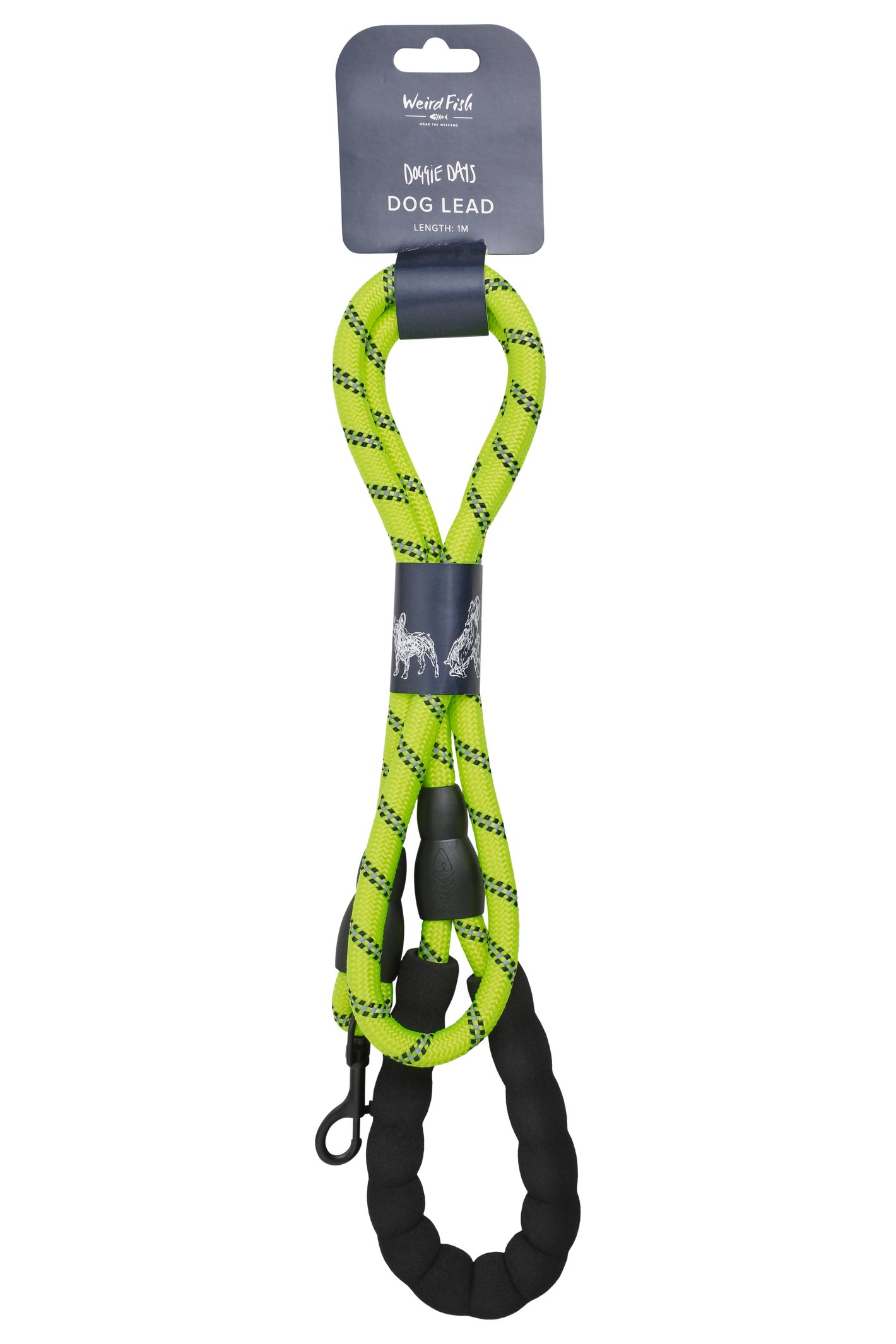 Weird Fish Wilf Reflective Rope Dog Lead Acid Lime Size ONE