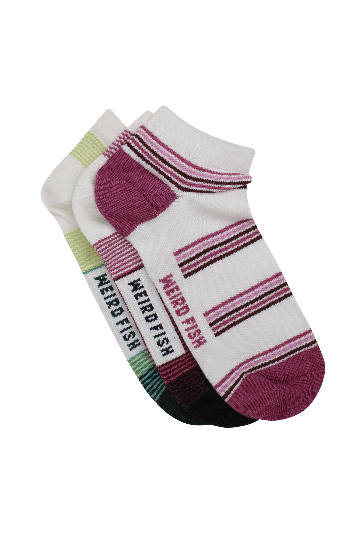 Weird Fish Loretta Trainer Socks 3 Pack Dark Raspberry Size 4-7