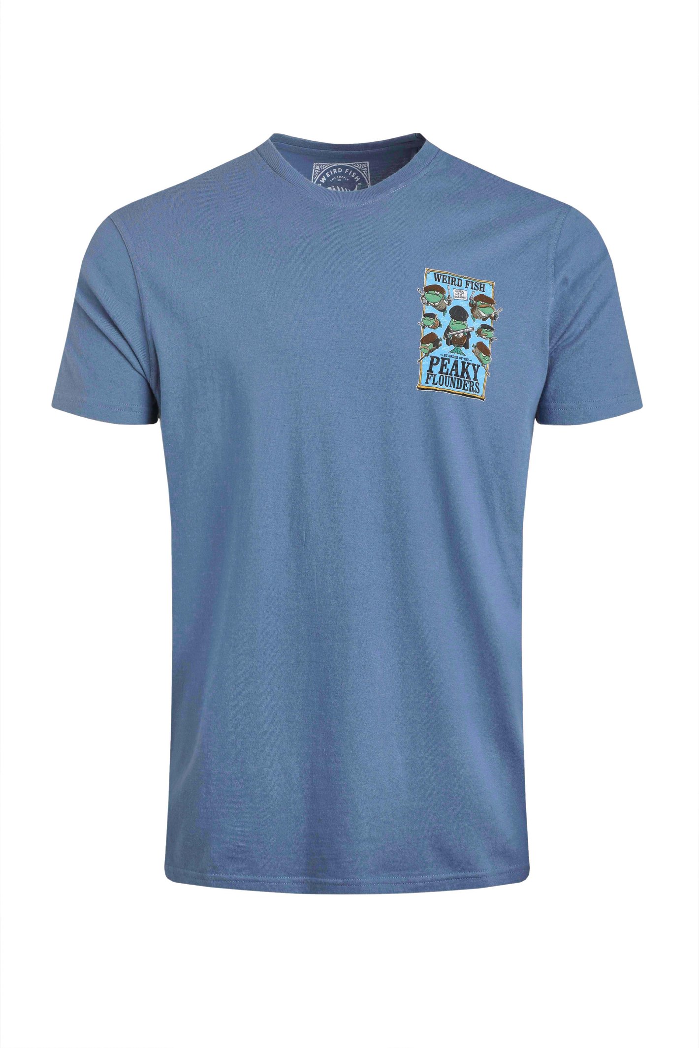 Weird Fish Peaky Flounders Back Print Artist T-Shirt Mid Blue Size XL