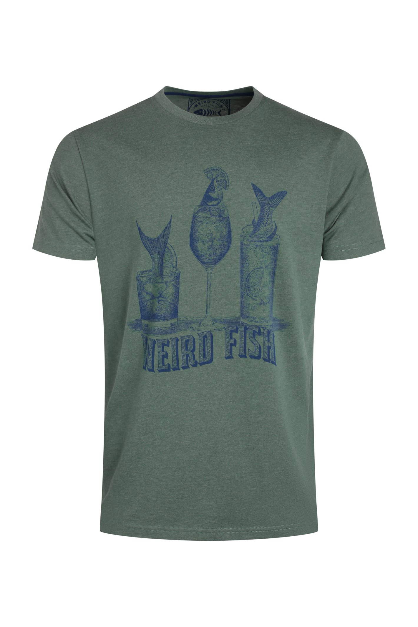 Weird Fish Happy Hour Front Print Graphic T-Shirt Dusky Green Size 3XL
