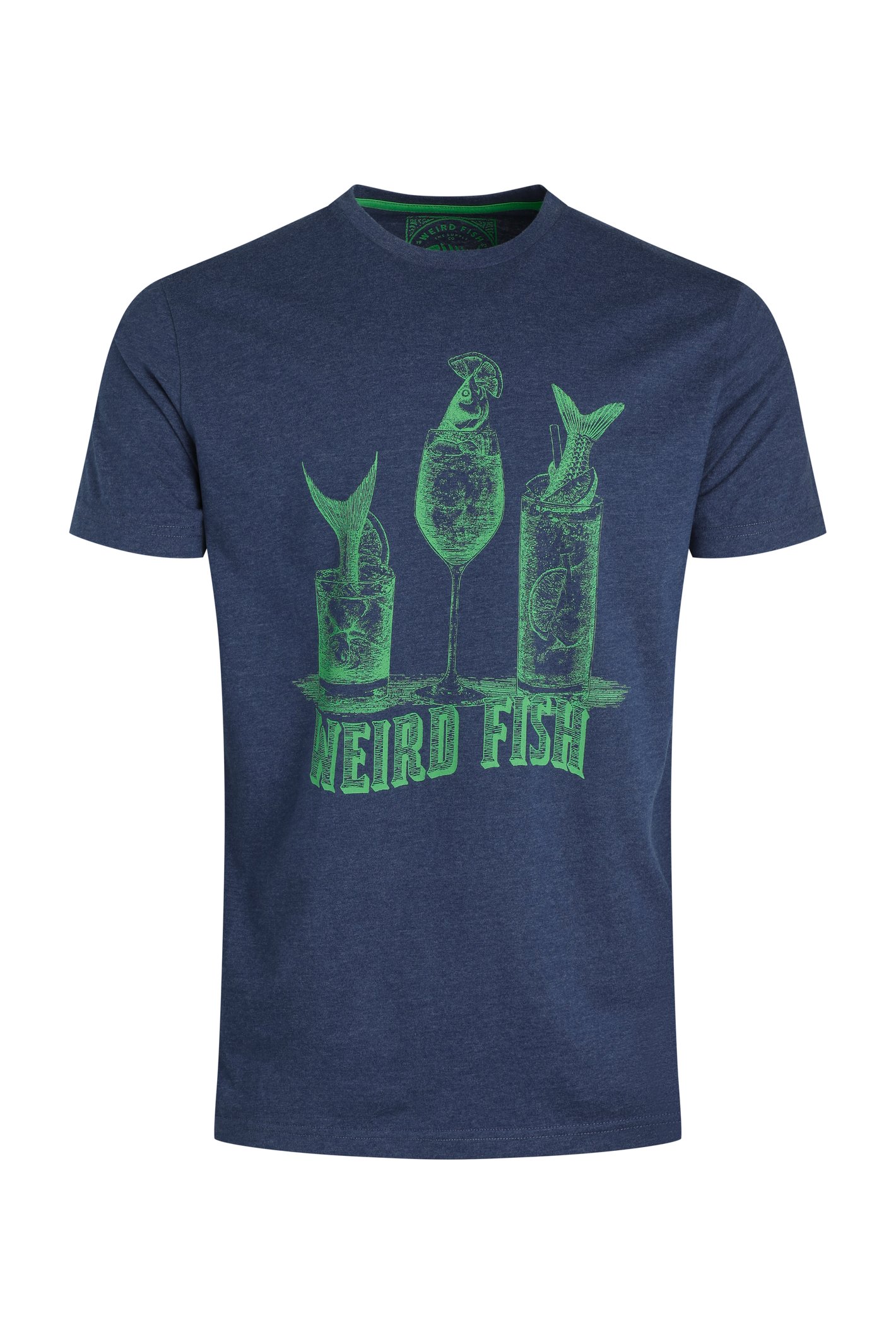 Weird Fish Happy Hour Front Print Graphic T-Shirt Estate blue Size 5XL