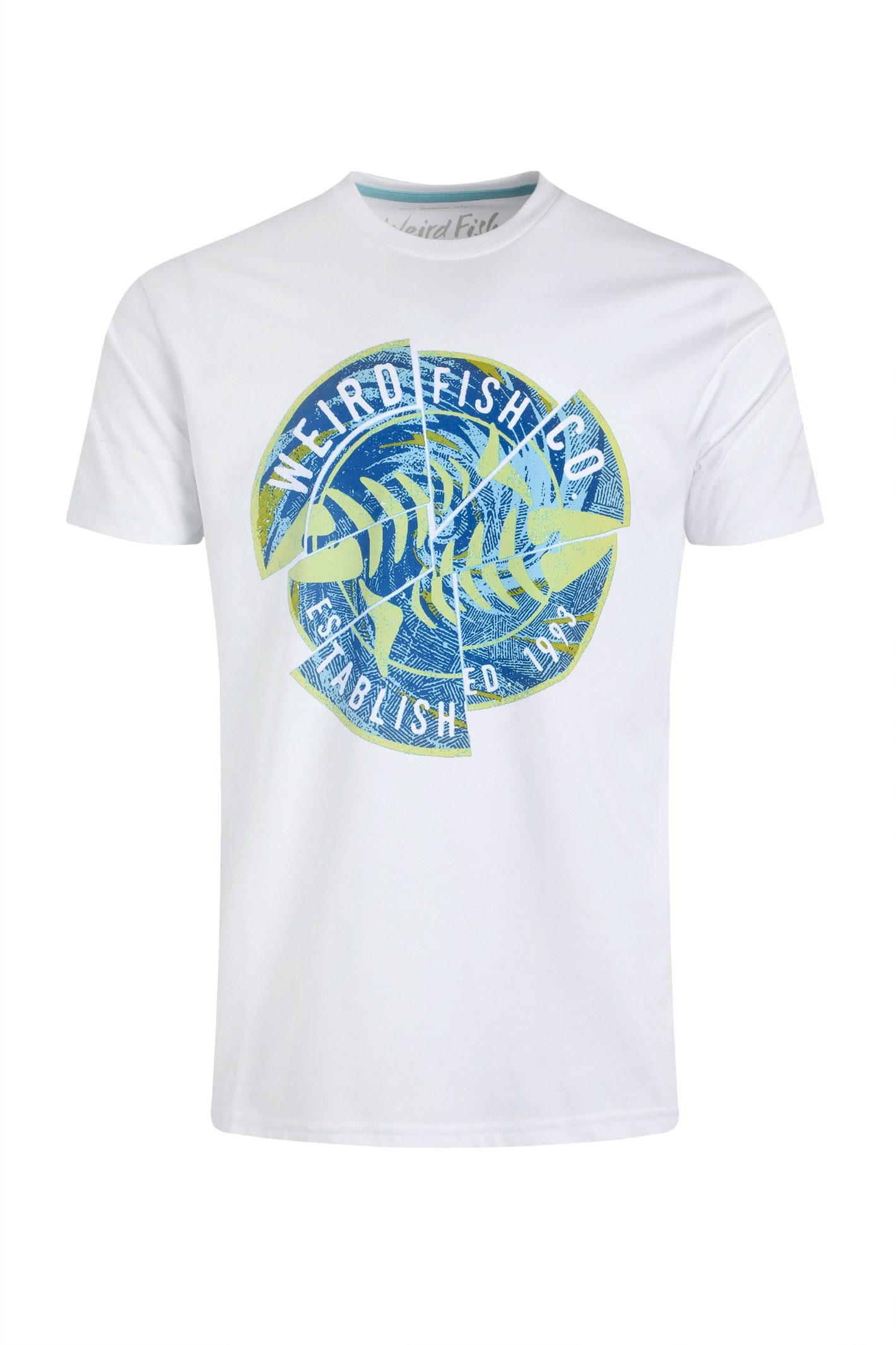 Weird Fish Vortex Front Print Graphic T-Shirt White Size 2XL