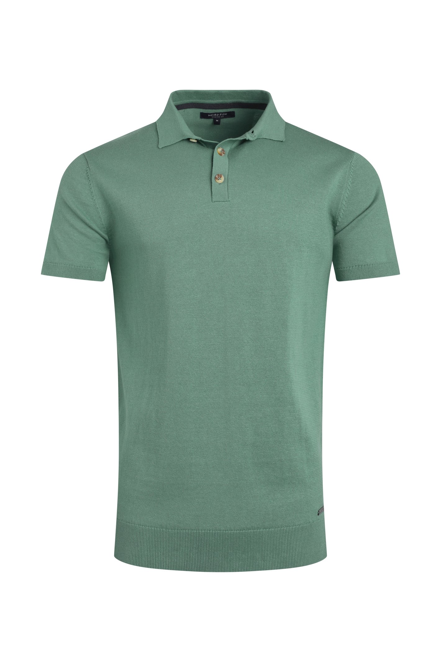 Weird Fish Quentin Short Sleeve Knitted Polo Ivy Size M