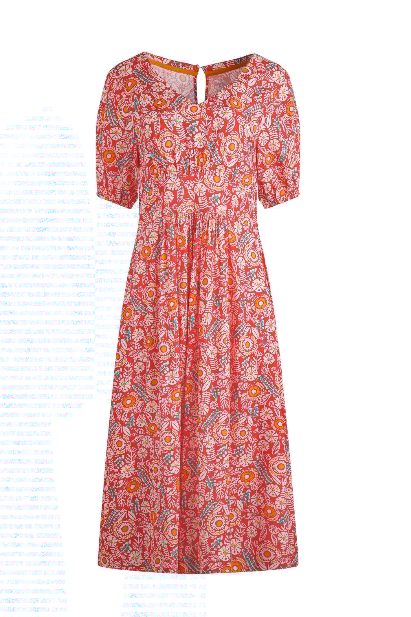 Weird Fish Dilsha LivaEco™ Printed Viscose Midi Dress Tango Red Size 10