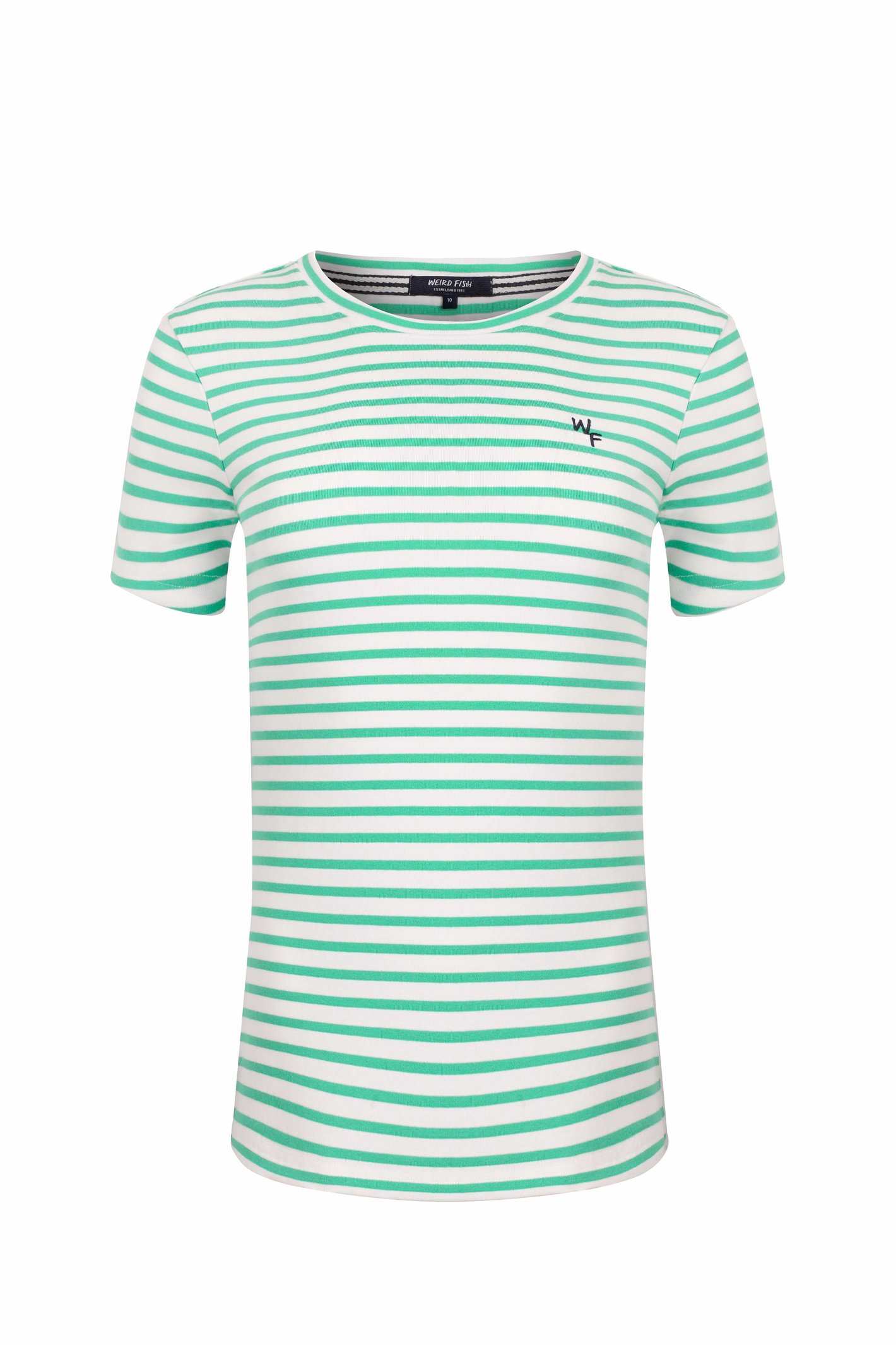 Weird Fish Natalie Organic Cotton Striped Crew Neck T-Shirt Peapod Size 16
