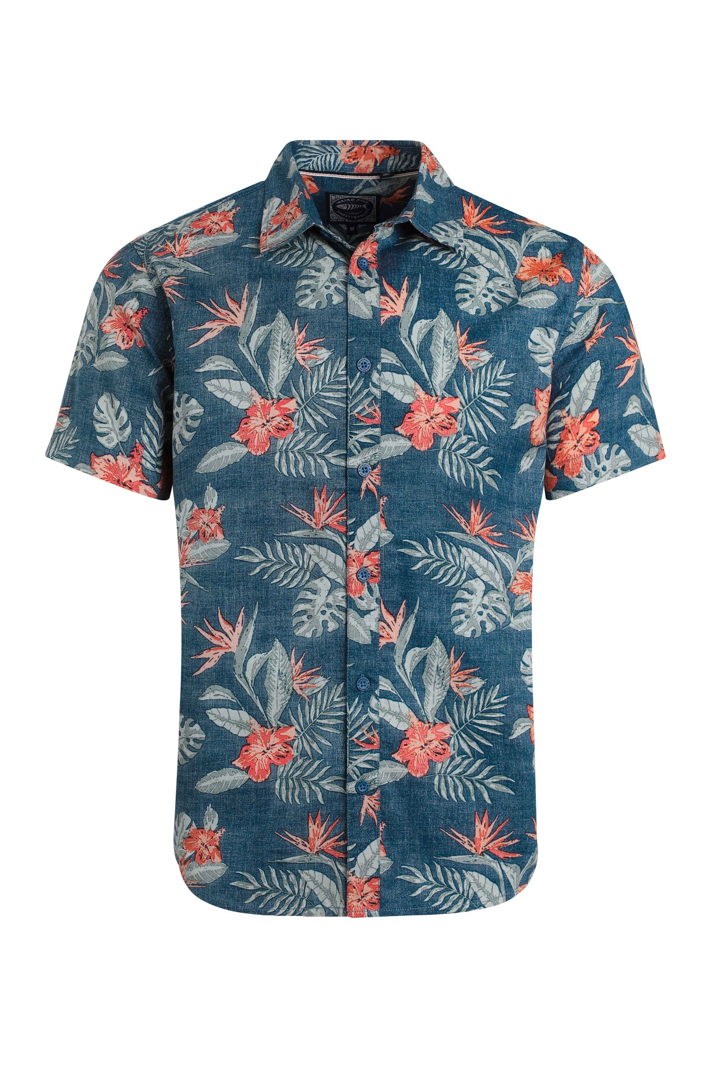 Weird Fish Palm Short Sleeve Reverse Print Shirt Navy Size 3XL