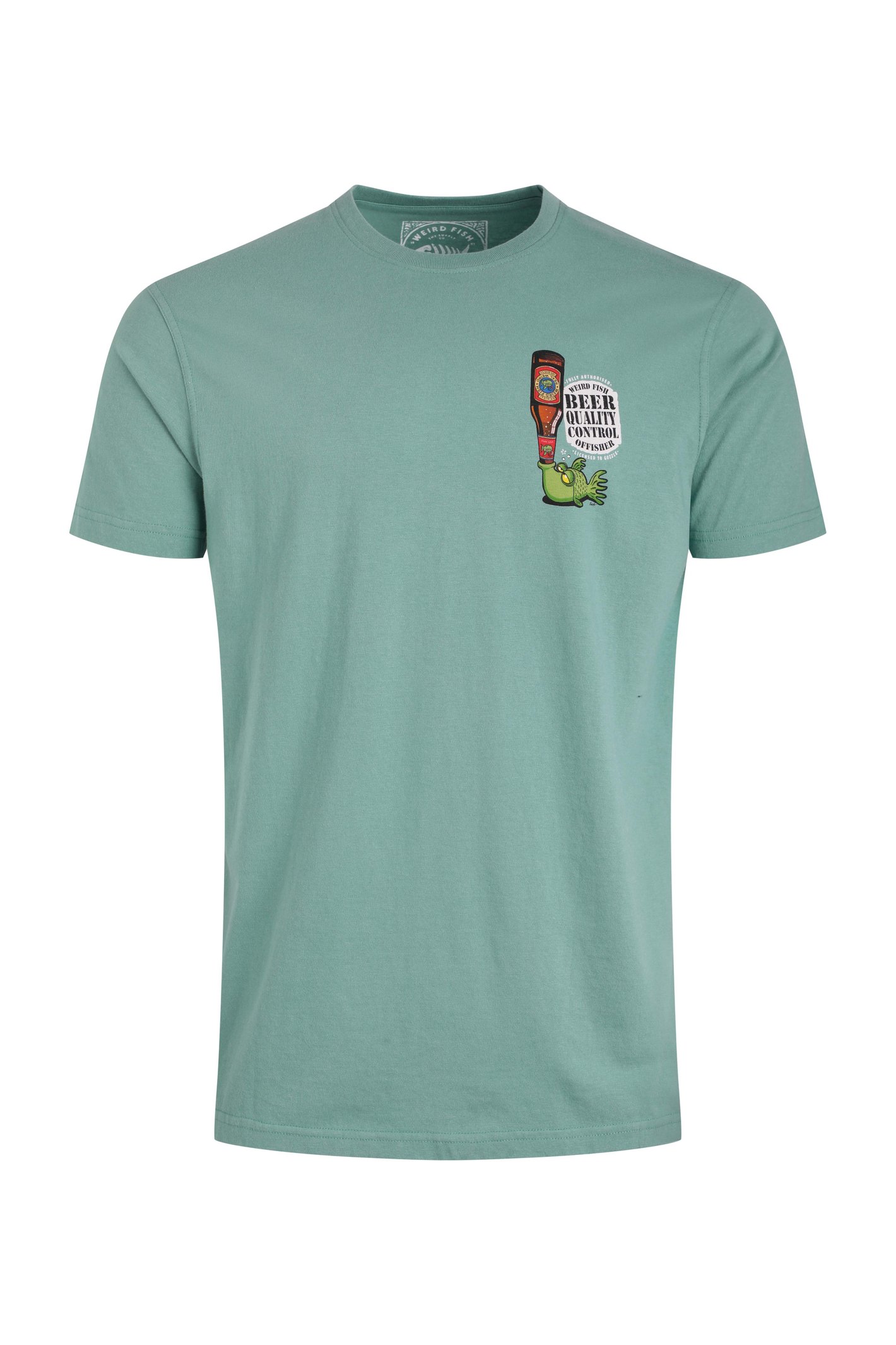 Weird Fish Beer Offisher Back Print Artist T-Shirt Mineral Blue Size 5XL