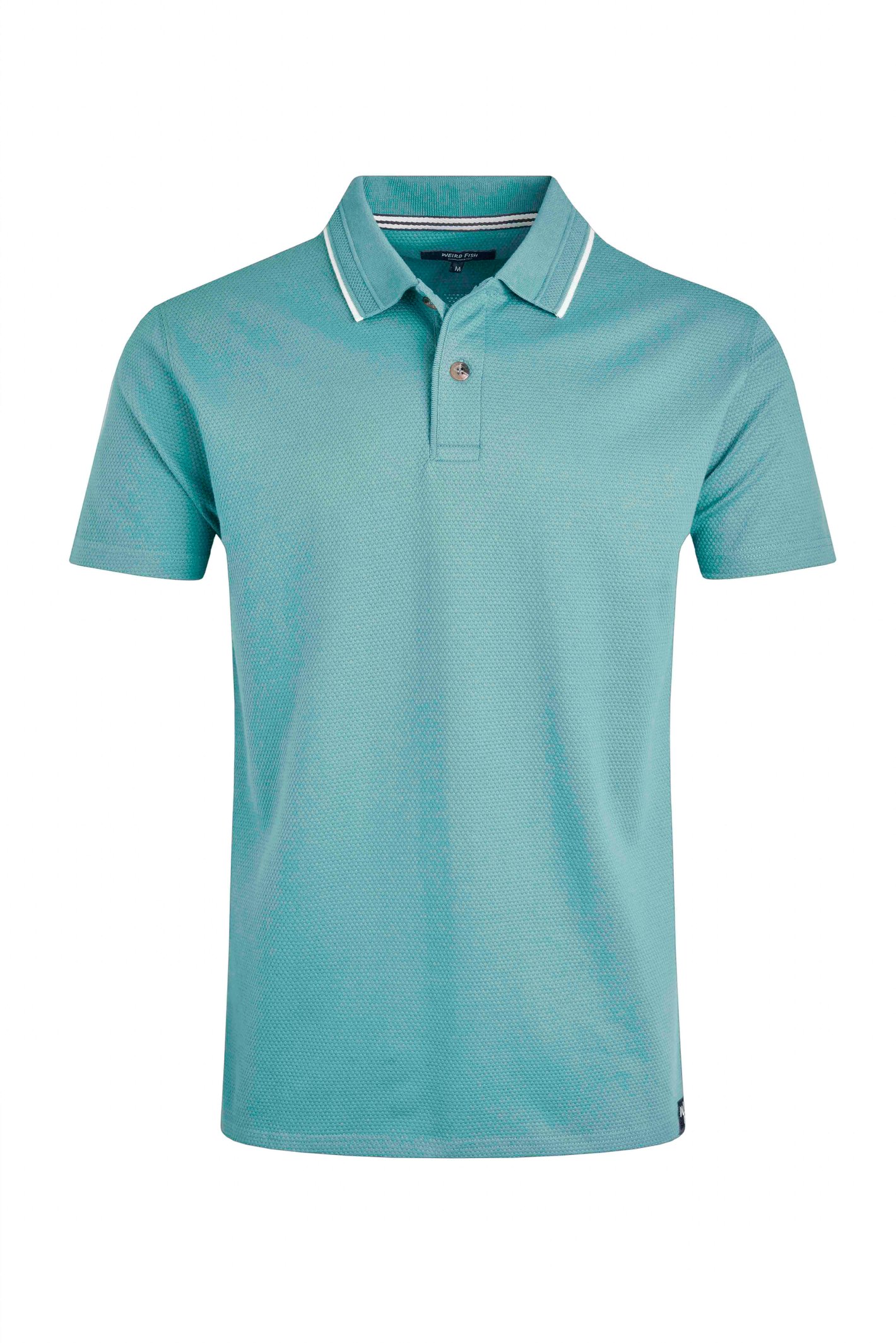 Weird Fish Powell Organic Cotton Textured Jersey Polo Shirt Mineral Blue Size 3XL