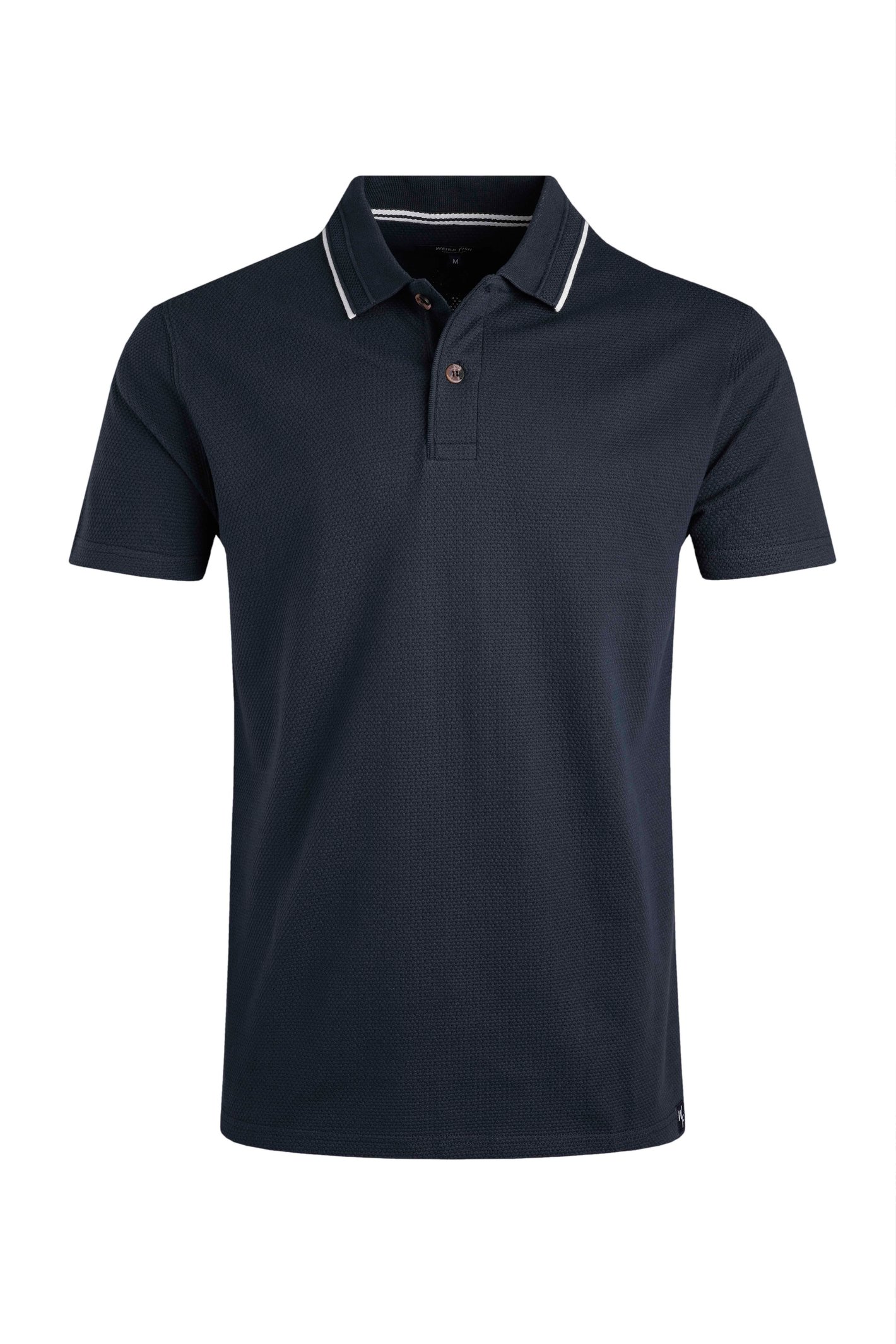 Weird Fish Powell Organic Cotton Textured Jersey Polo Shirt Navy Size 3XL