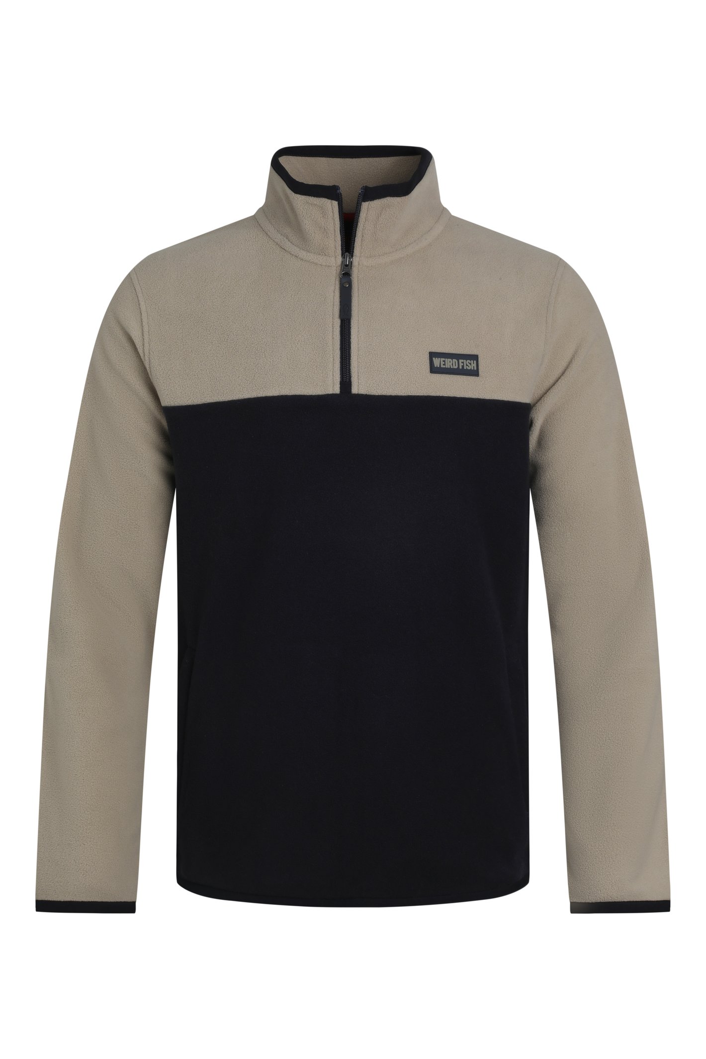 Weird Fish Tristan 1/4 Zip Colour Block Microfleece Flint Stone Size 3XL