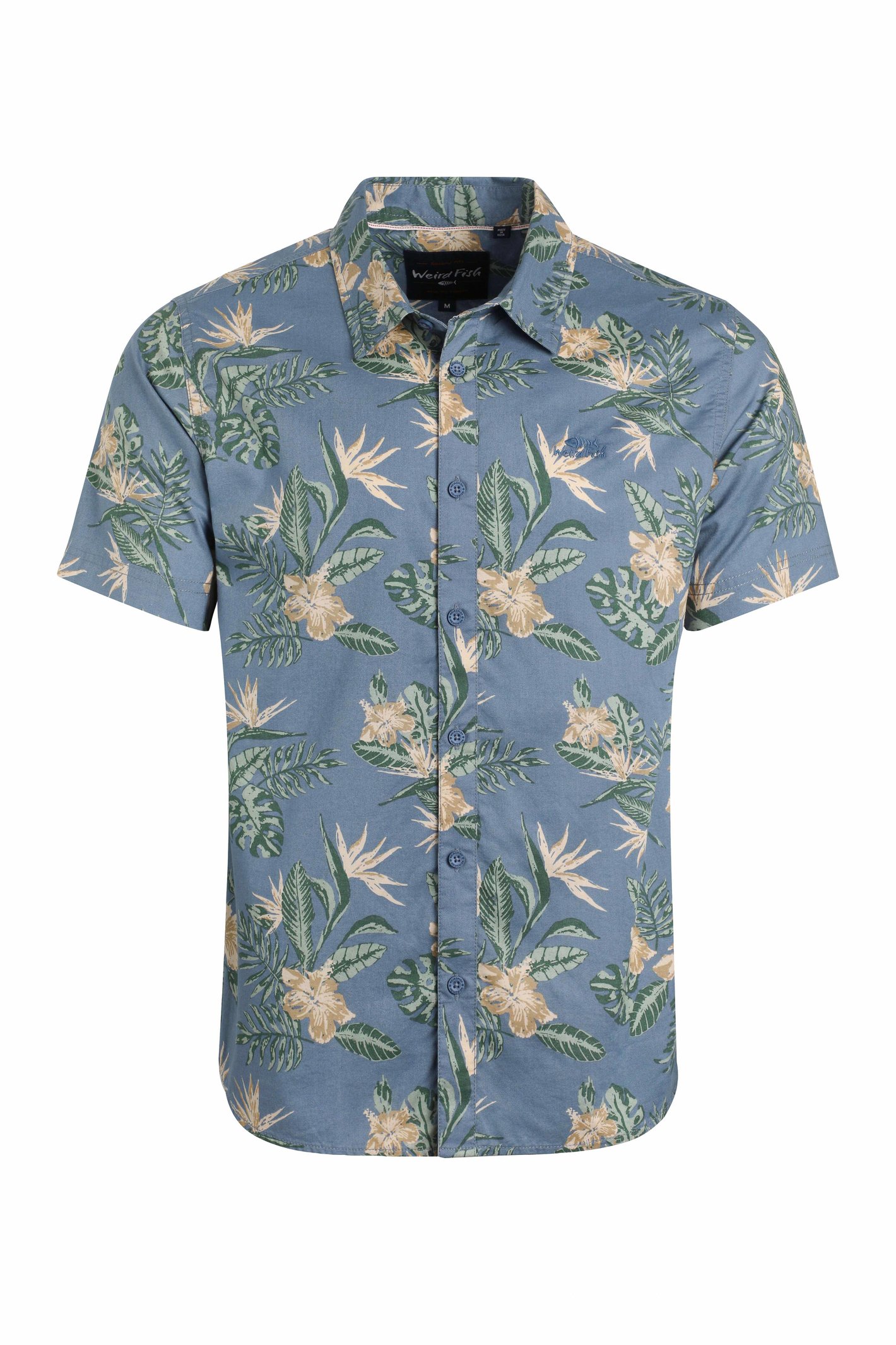Weird Fish Avondale Short Sleeve Printed Shirt Blue Mirage Size 3XL