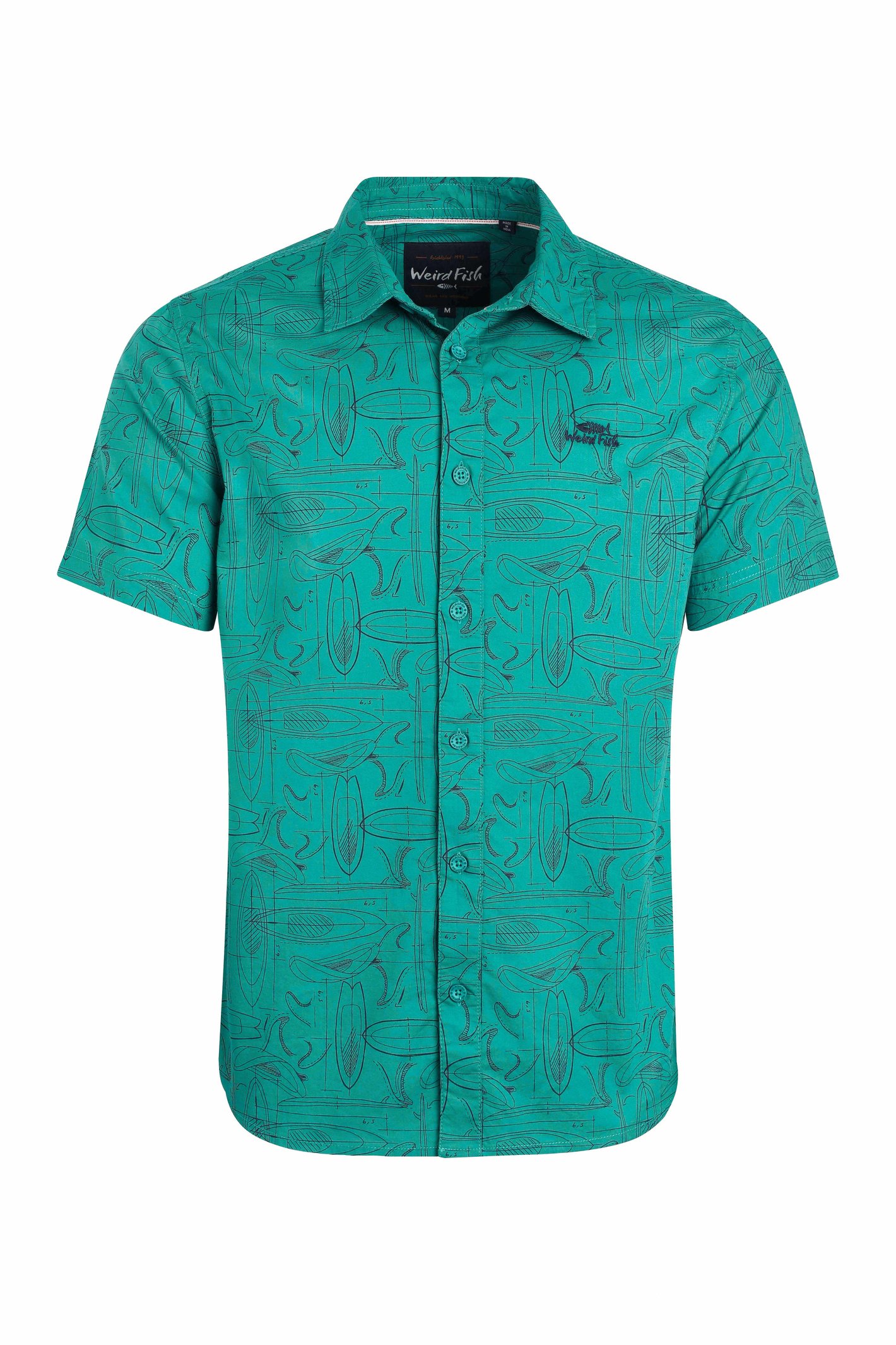 Weird Fish Avondale Short Sleeve Printed Shirt Viridis Size 5XL
