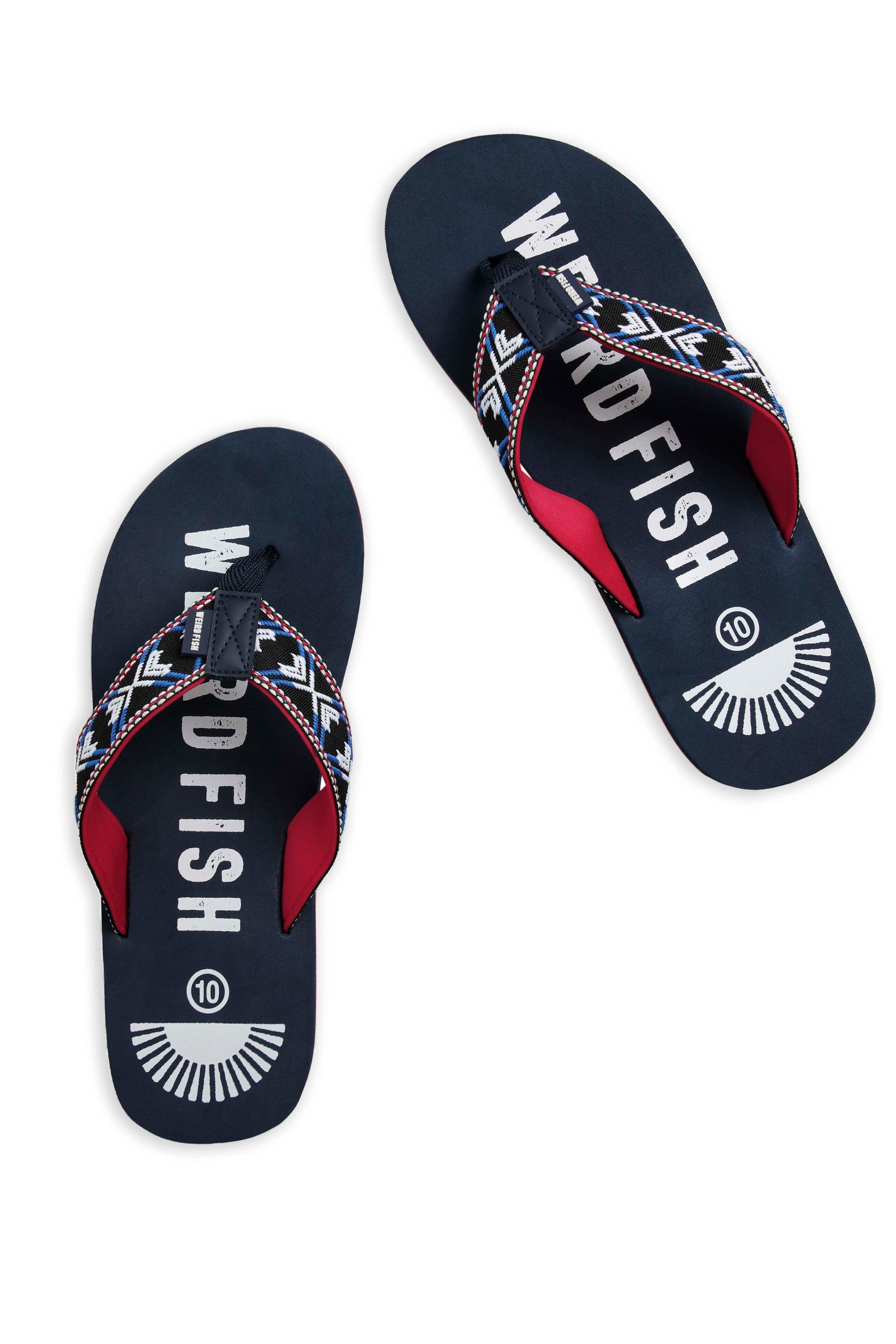 Weird Fish Hamdon Jacquard Flip Flop Navy Size 7