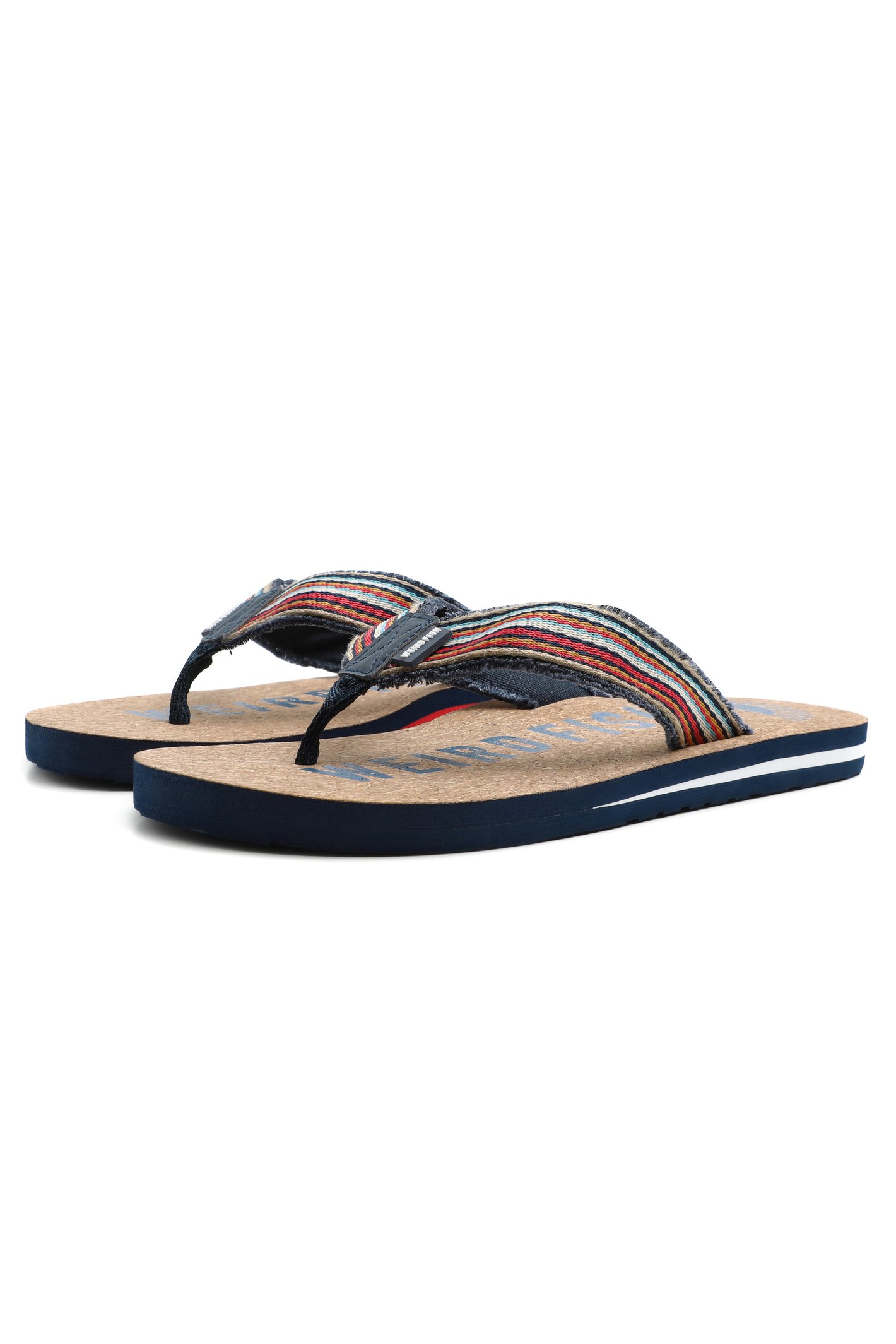 Weird Fish Englewood Cork Flip Flops Dark Blue Size 7