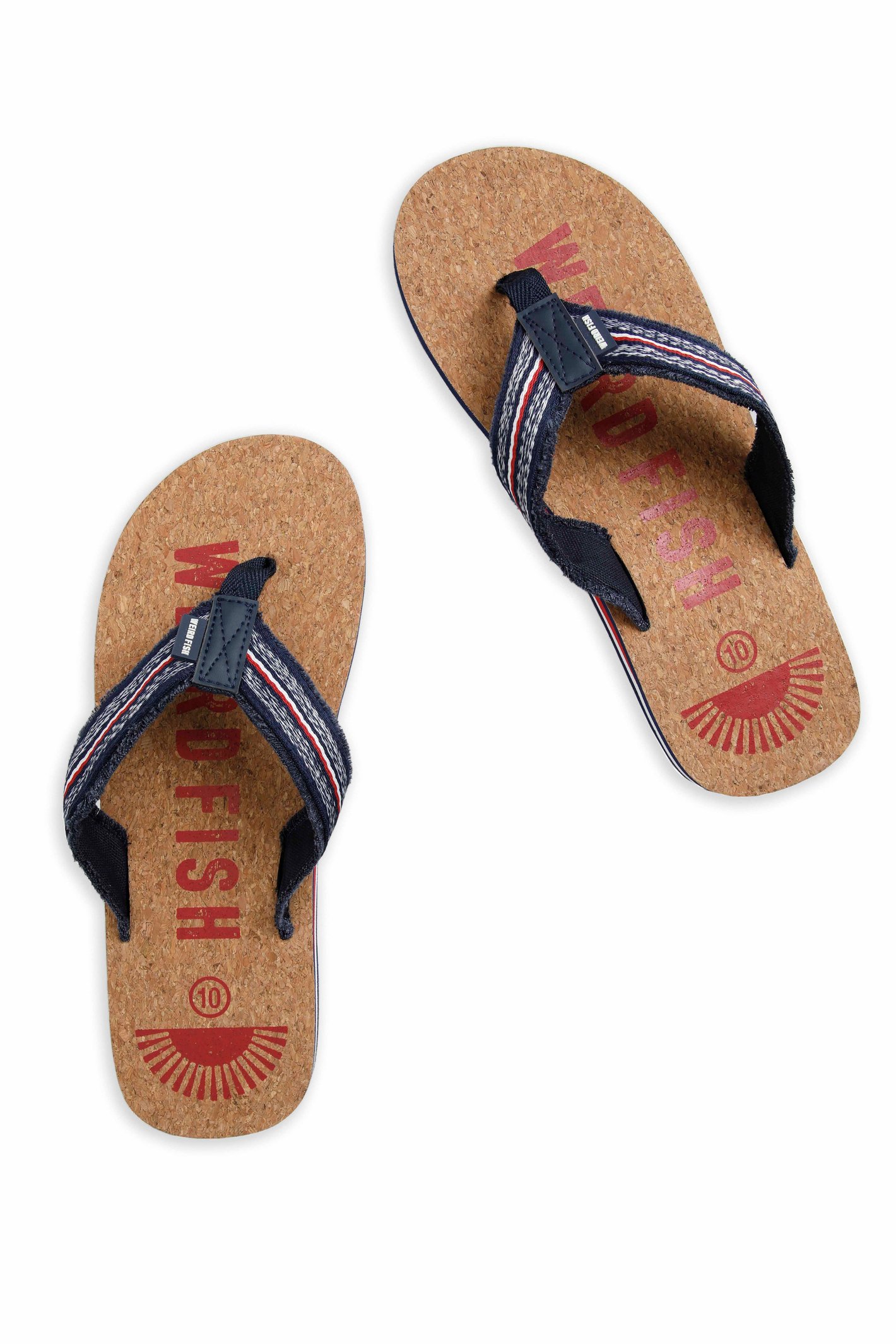 Weird Fish Englewood Cork Flip Flops Retro Red Size 7