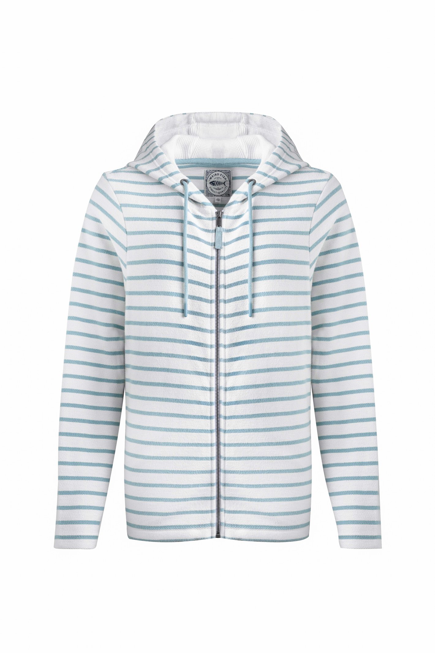 Weird Fish Catalina Striped Full Zip Hoodie Mineral Blue Size 14