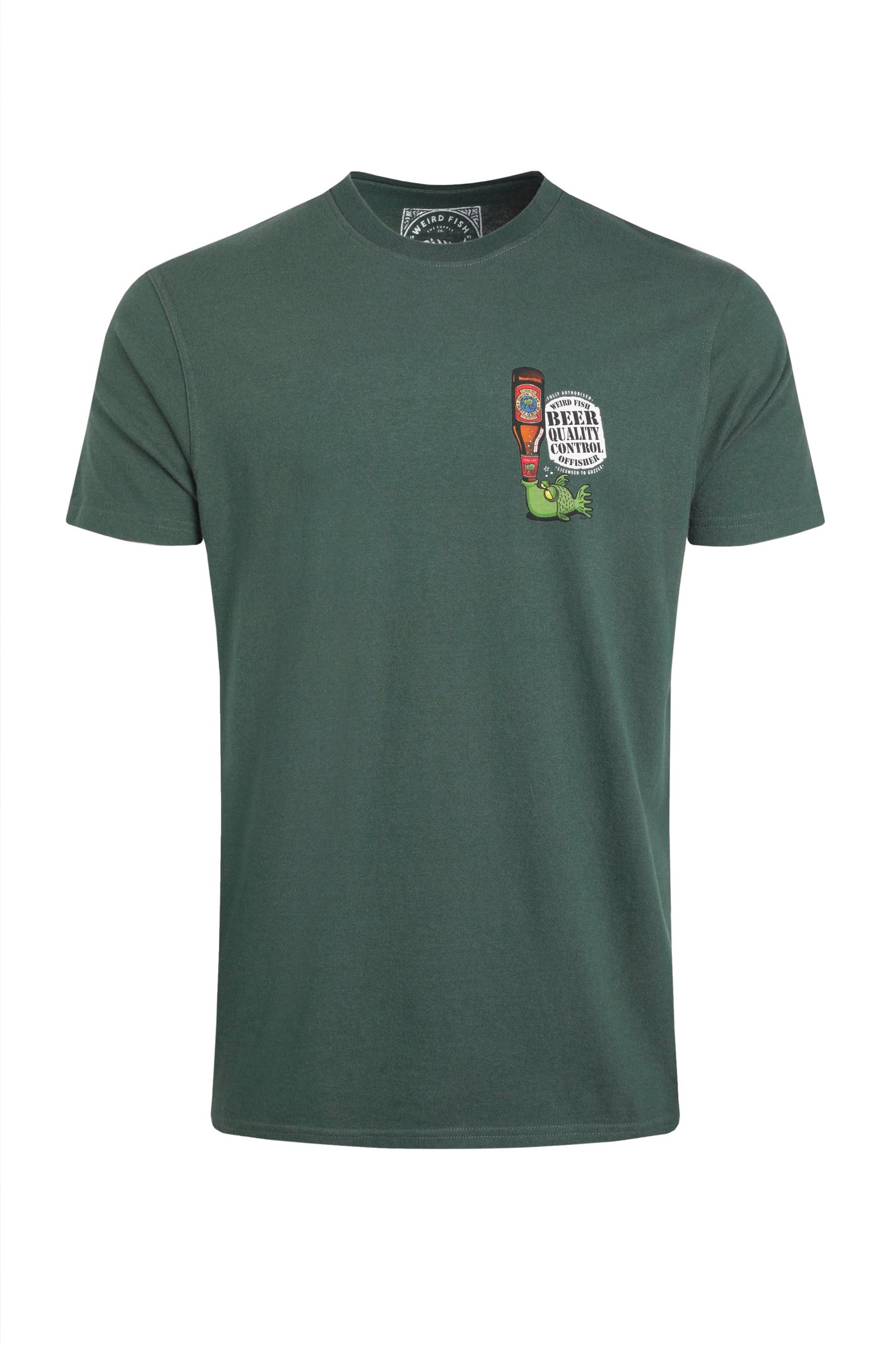 Weird Fish Beer Offisher Back Print Artist T-Shirt Dusky Green Size XL
