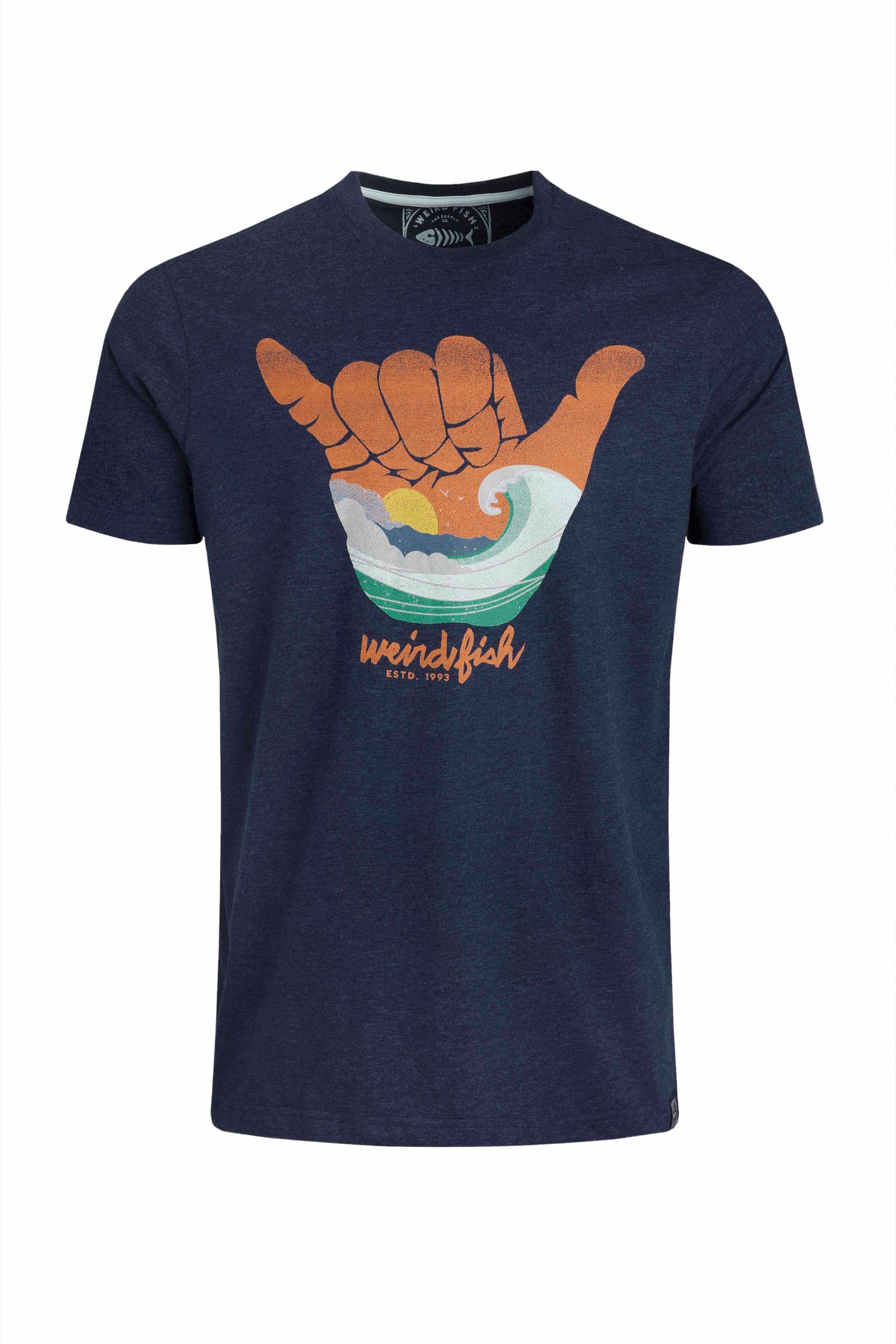 Weird Fish Hang Loose Eco Graphic T-Shirt Dark Blue Size S