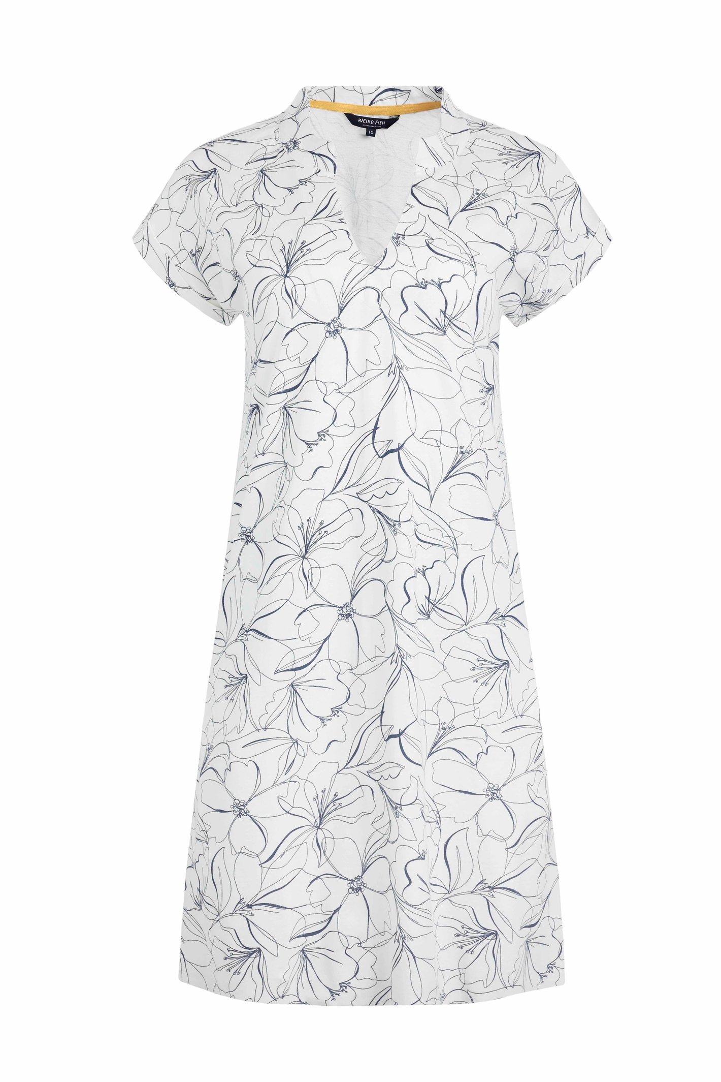 Weird Fish Suffolks Organic Cotton Printed Jersey Dress Light Cream Size 14