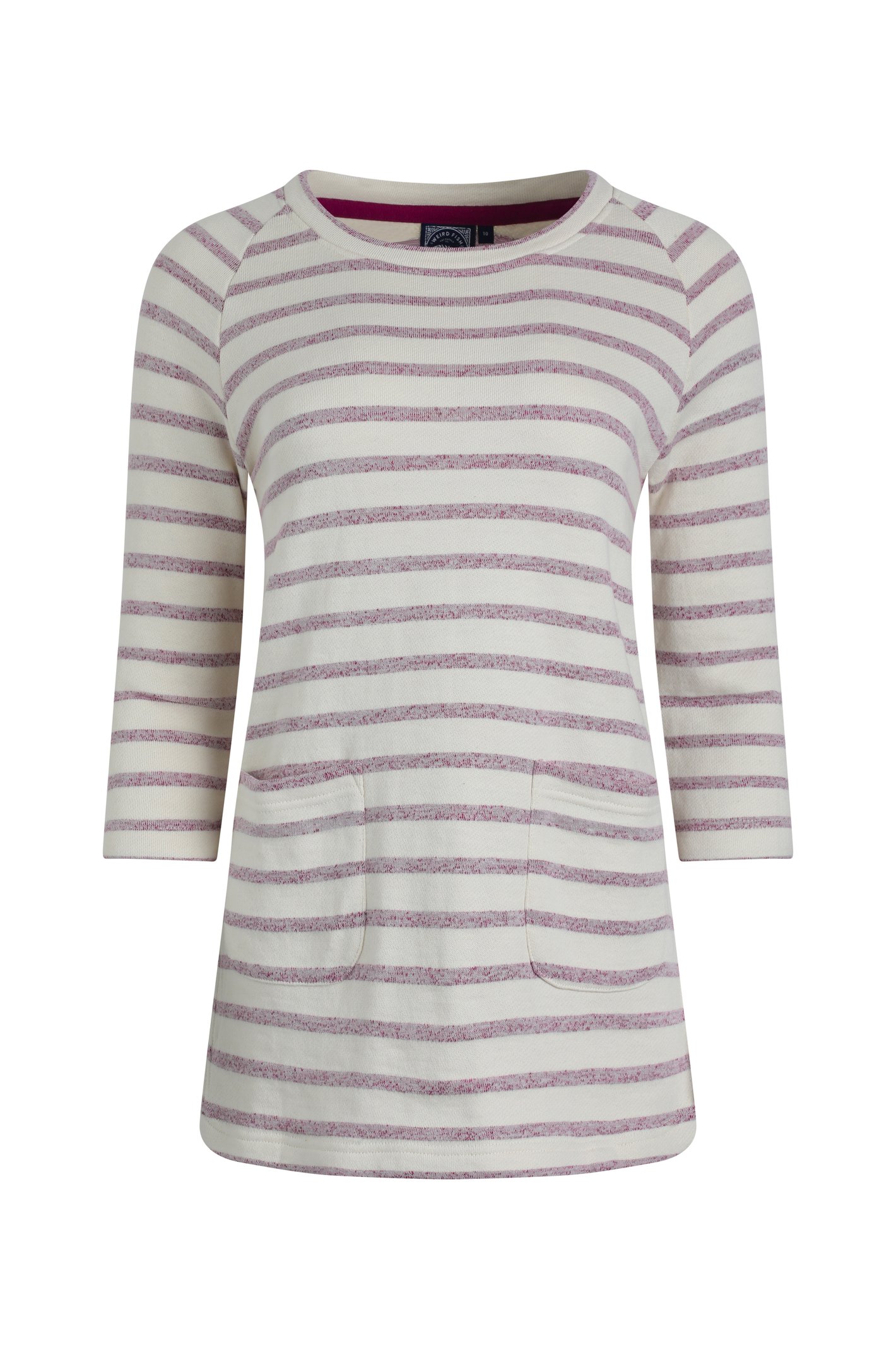 Weird Fish Ives Loopback Stripe Tunic Top Dark Raspberry Size 14