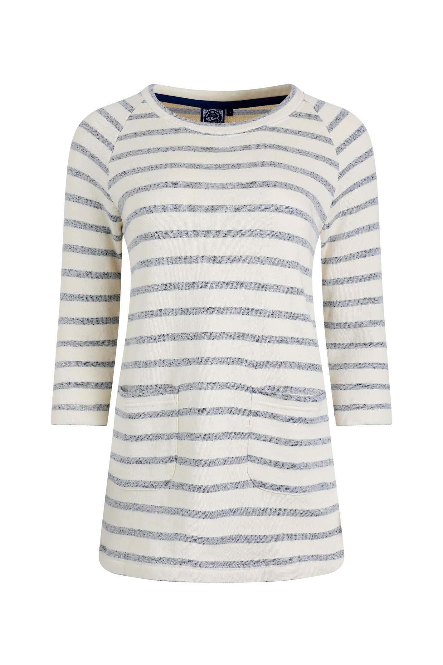 Weird Fish Ives Loopback Stripe Tunic Top Navy Size 16