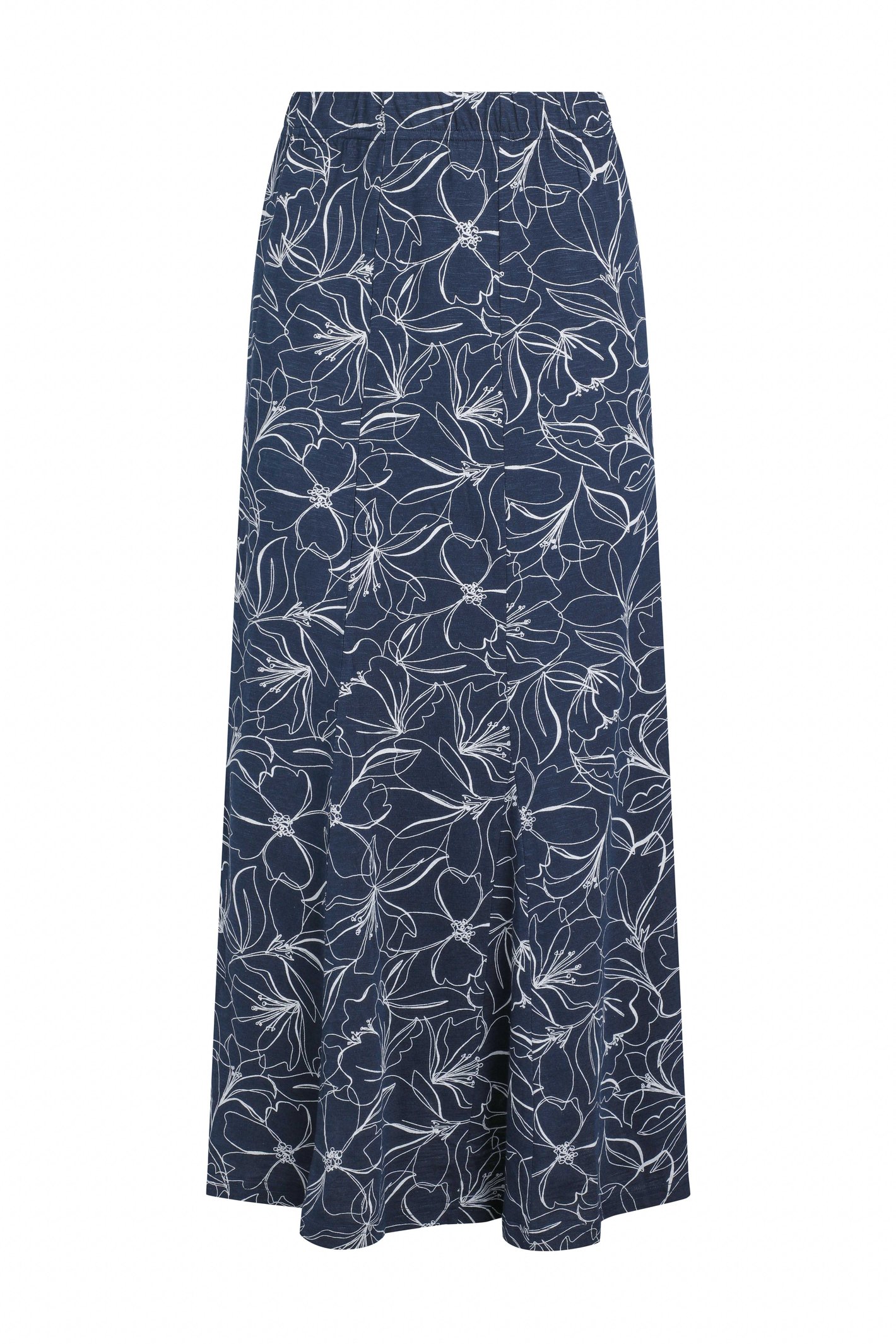 Weird Fish Ares Printed Jersey A-Line Maxi Skirt Dark Navy Size 16
