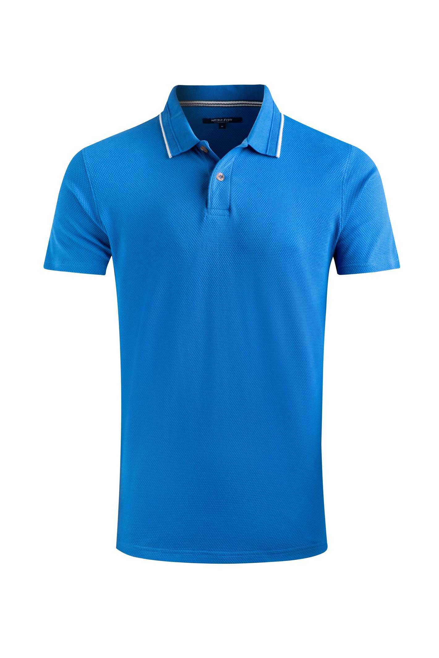 Weird Fish Powell Organic Cotton Textured Jersey Polo Shirt Blue Sapphire Size 3XL