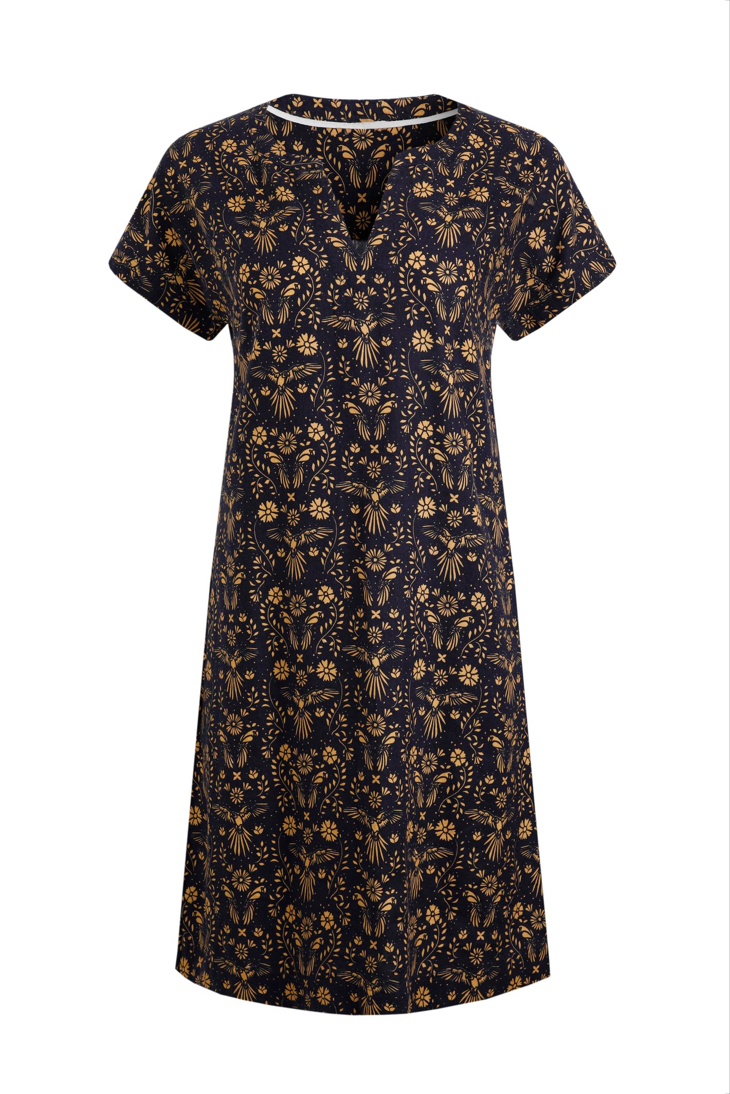 Weird Fish Althea Linen Rich Printed Dress Ink Size 20