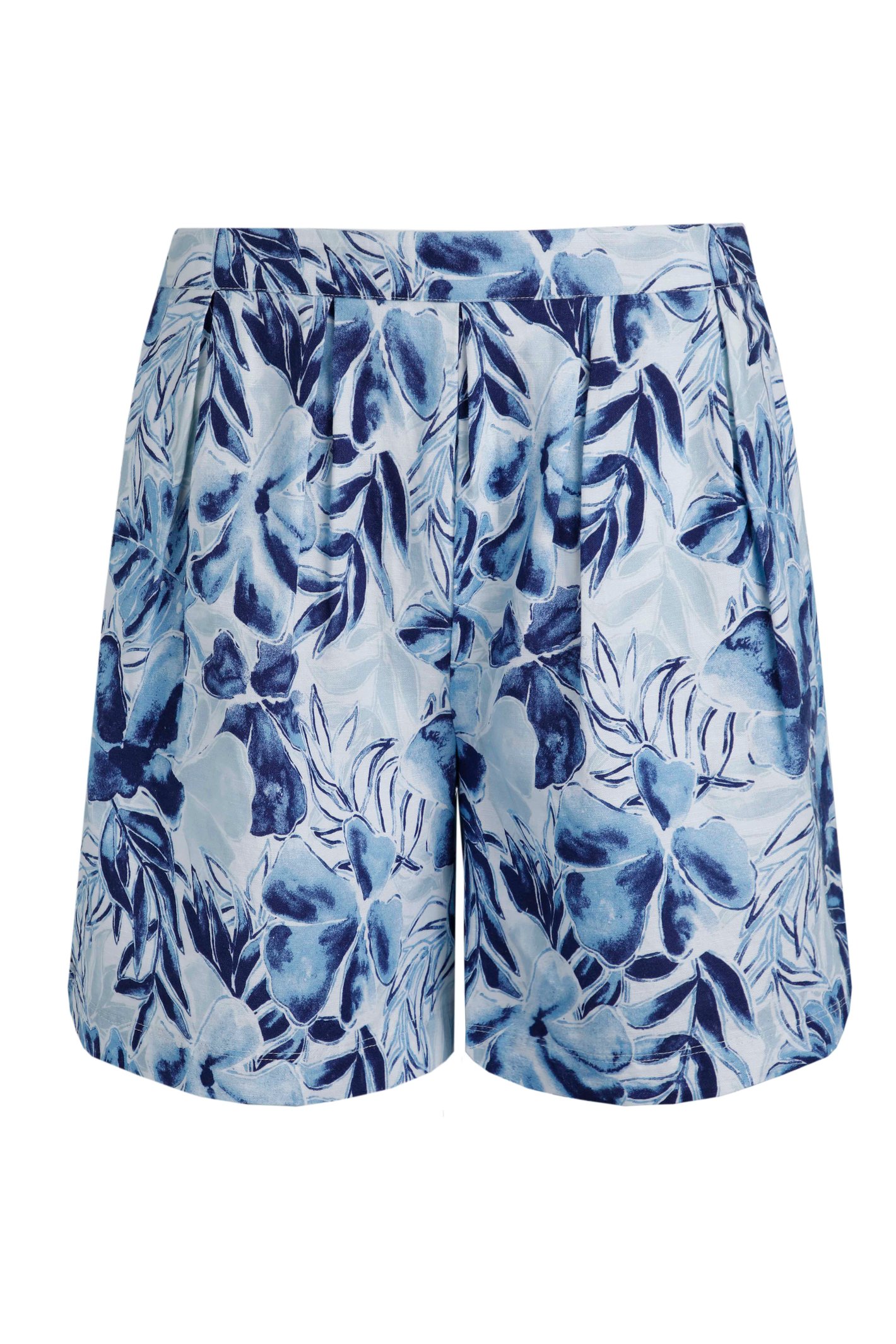 Weird Fish Aloha Linen Rich Printed Shorts Estate blue Size 14