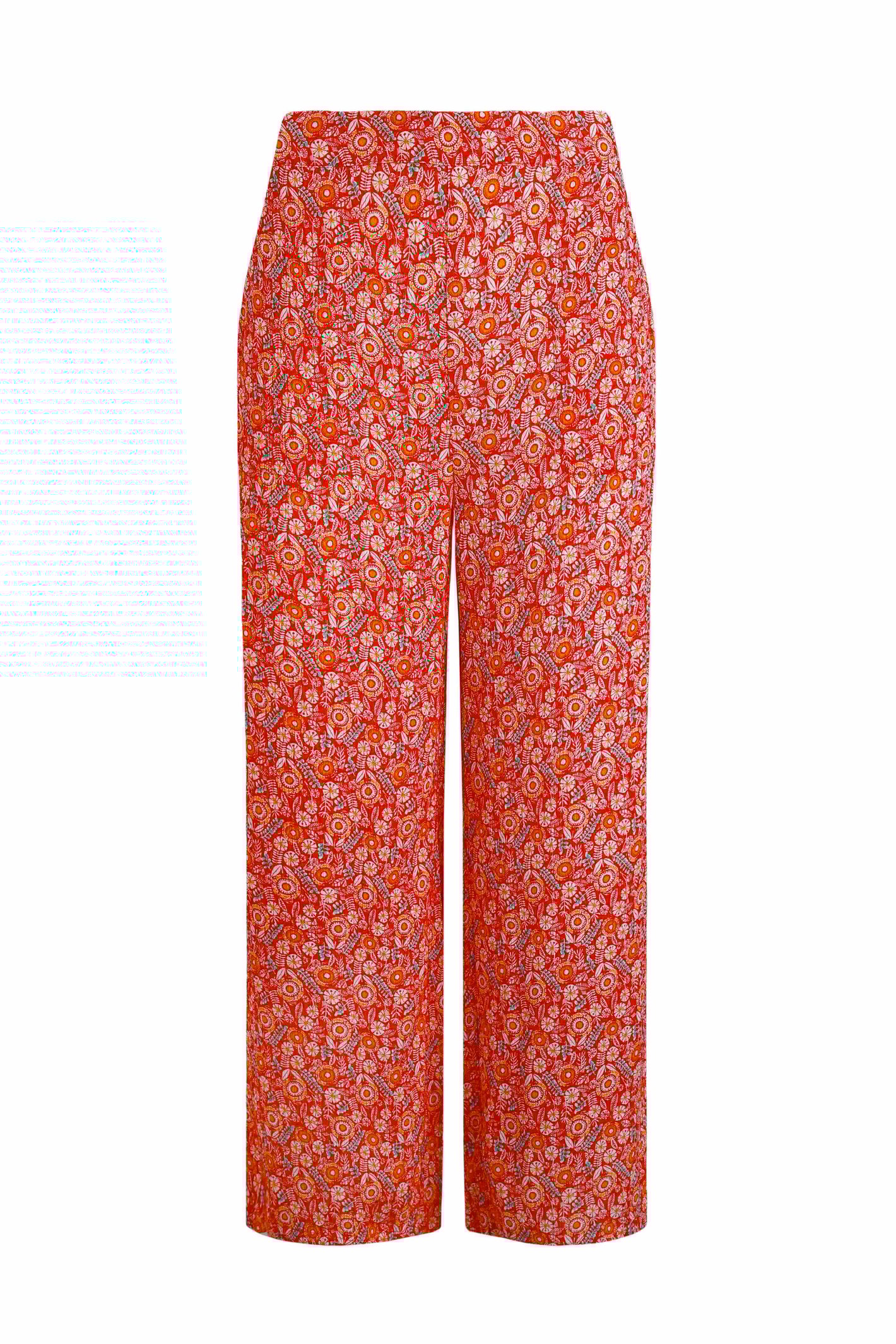 Weird Fish Sarita LivaEco™ Wide Leg Printed Viscose Trousers Tango Red Size 12
