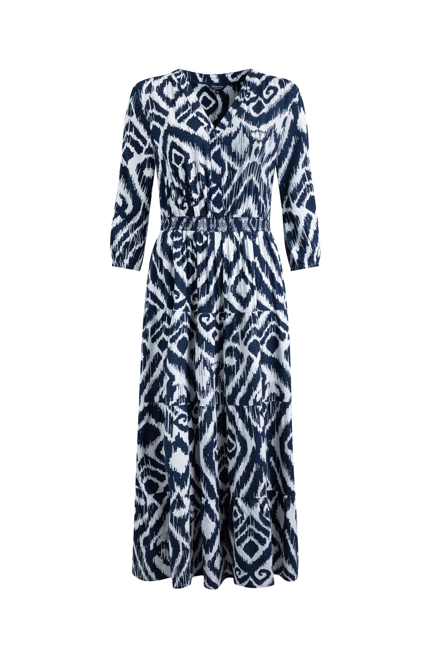 Weird Fish Himanshee Lenzing EcoVero™ Printed Viscose Maxi Dress Indigo Size 12