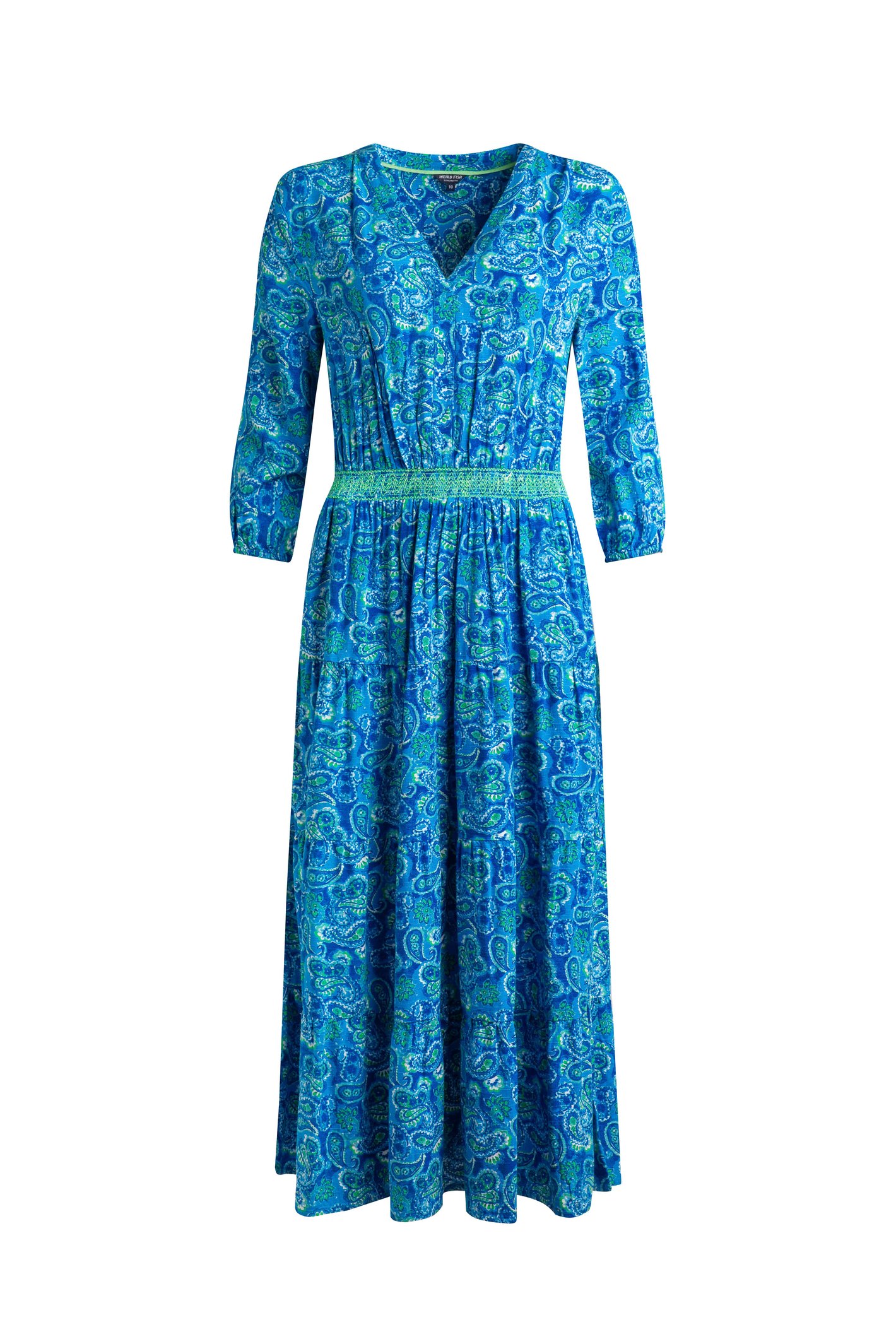 Weird Fish Himanshee Lenzing EcoVero™ Printed Viscose Maxi Dress Sea Green Size 16