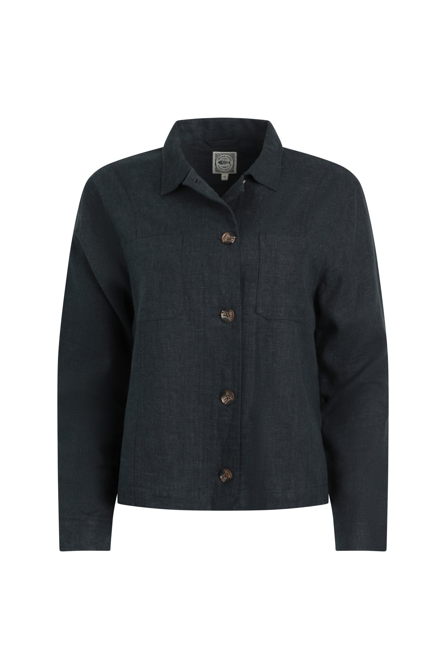 Weird Fish Karsten Relaxed Linen Jacket Navy Size 22