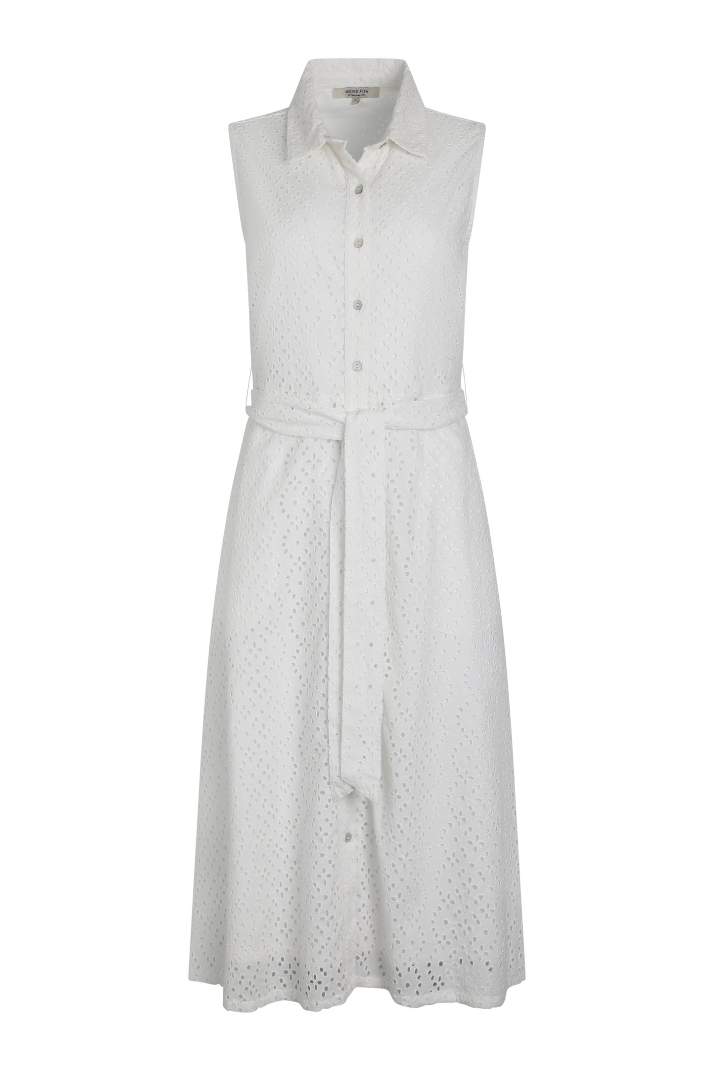 Weird Fish Alinda Cotton Broderie Shirt Dress White Size 22