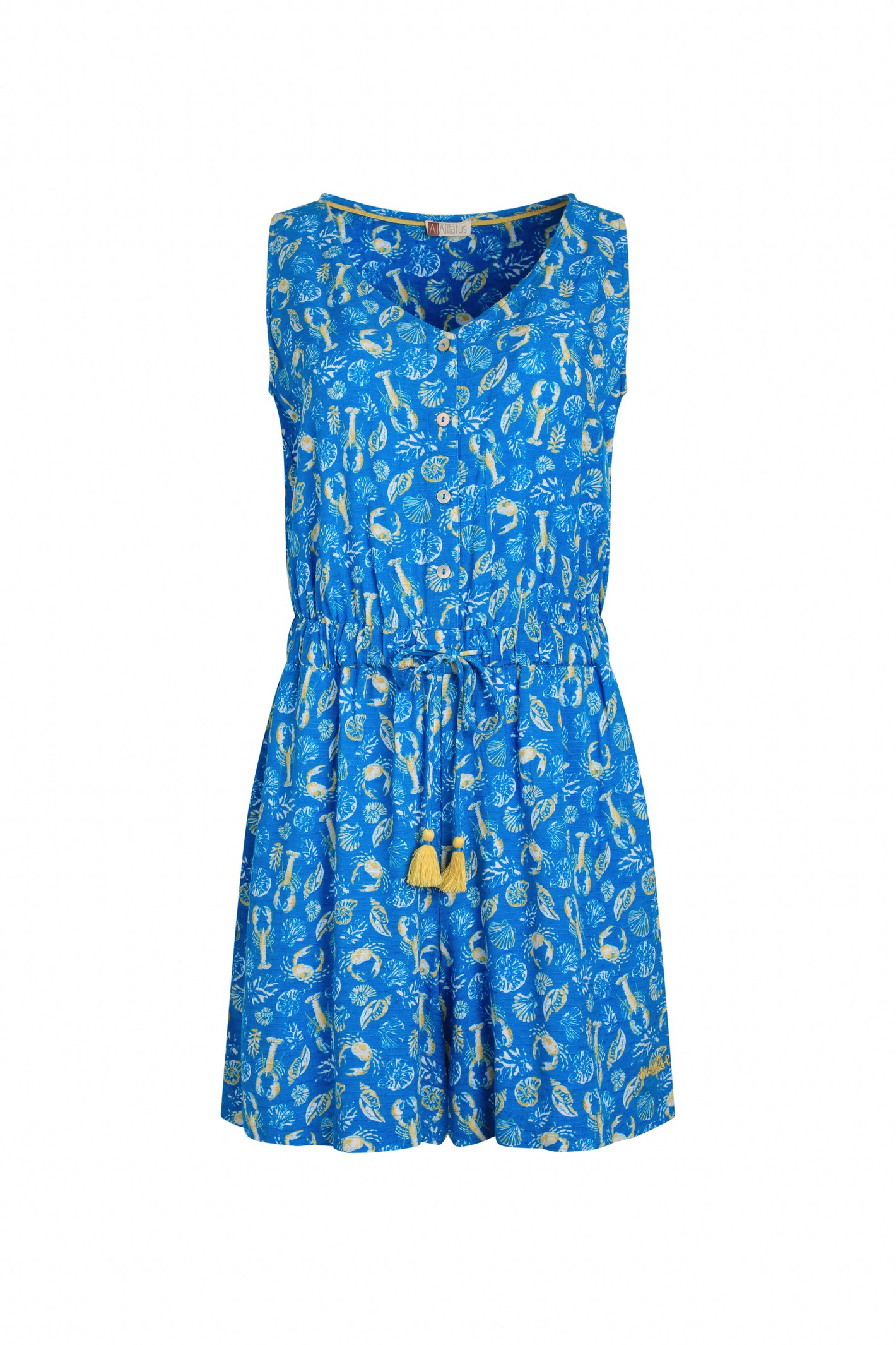 Weird Fish Taka LivaEco™ Printed Viscose Playsuit Adriatic Blue Size 22