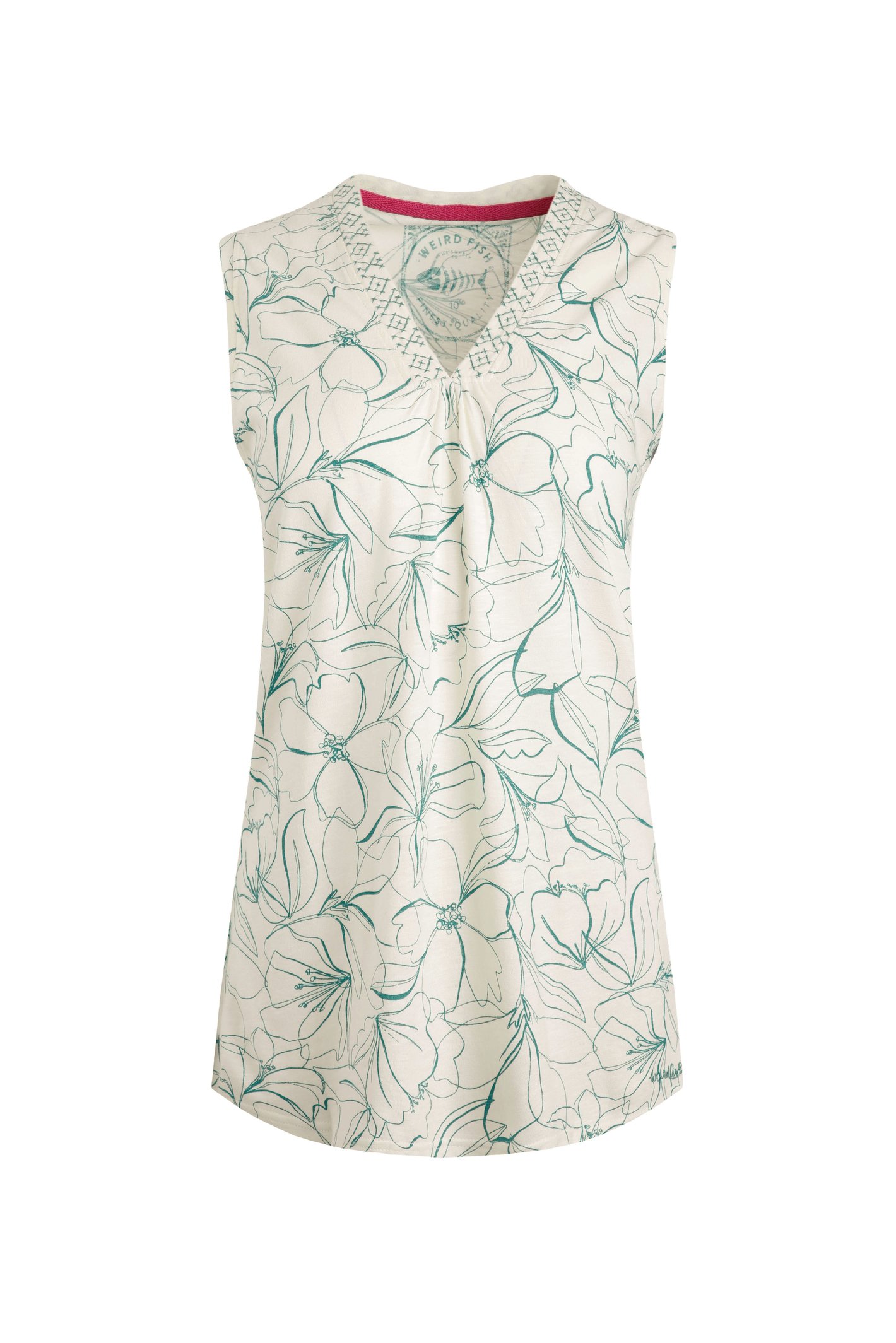 Weird Fish Nonno Organic Cotton Printed Jersey Vest Viridis Size 8