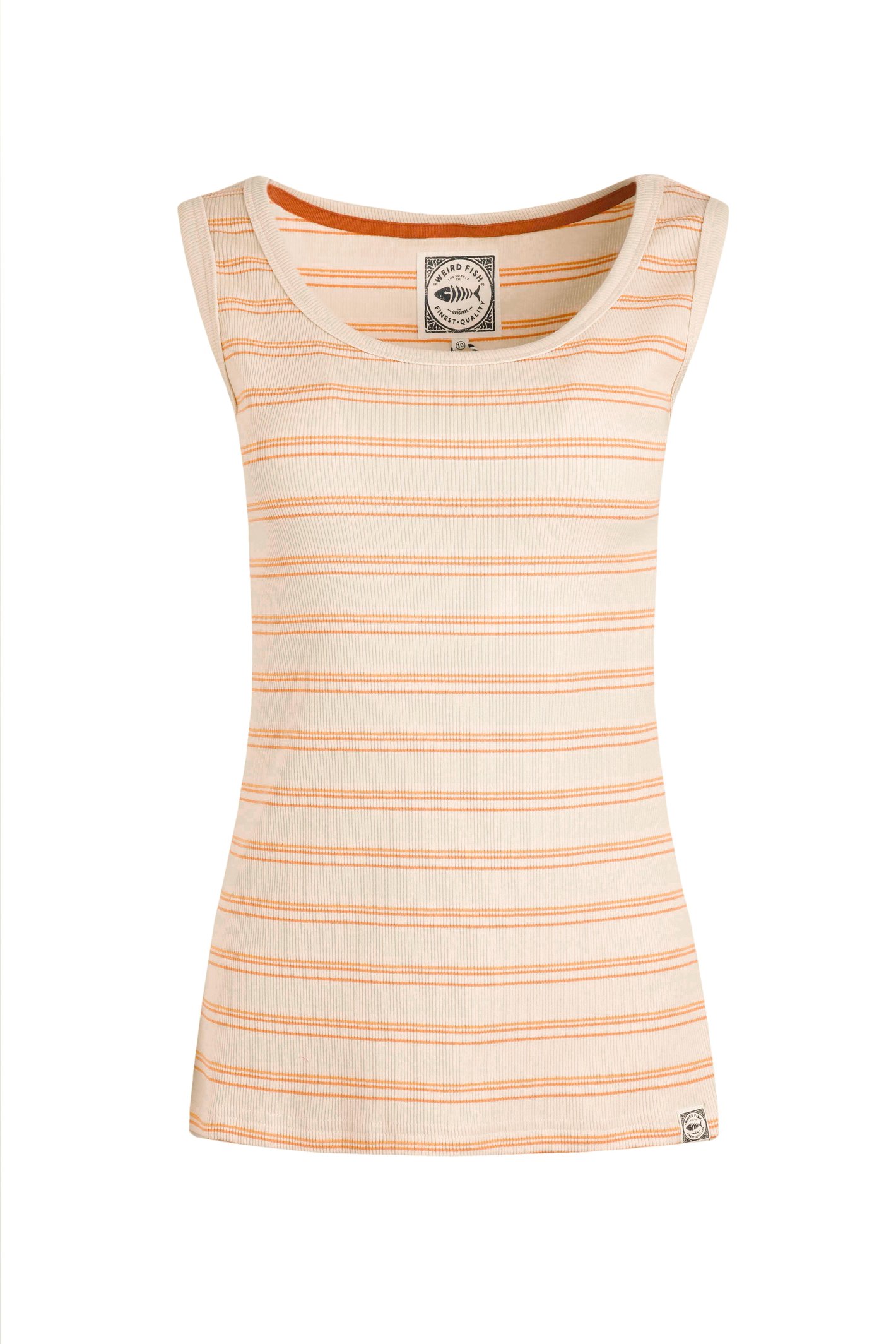 Weird Fish Luna Organic Cotton Ribbed Stripe Vest Peachblossom Size 16