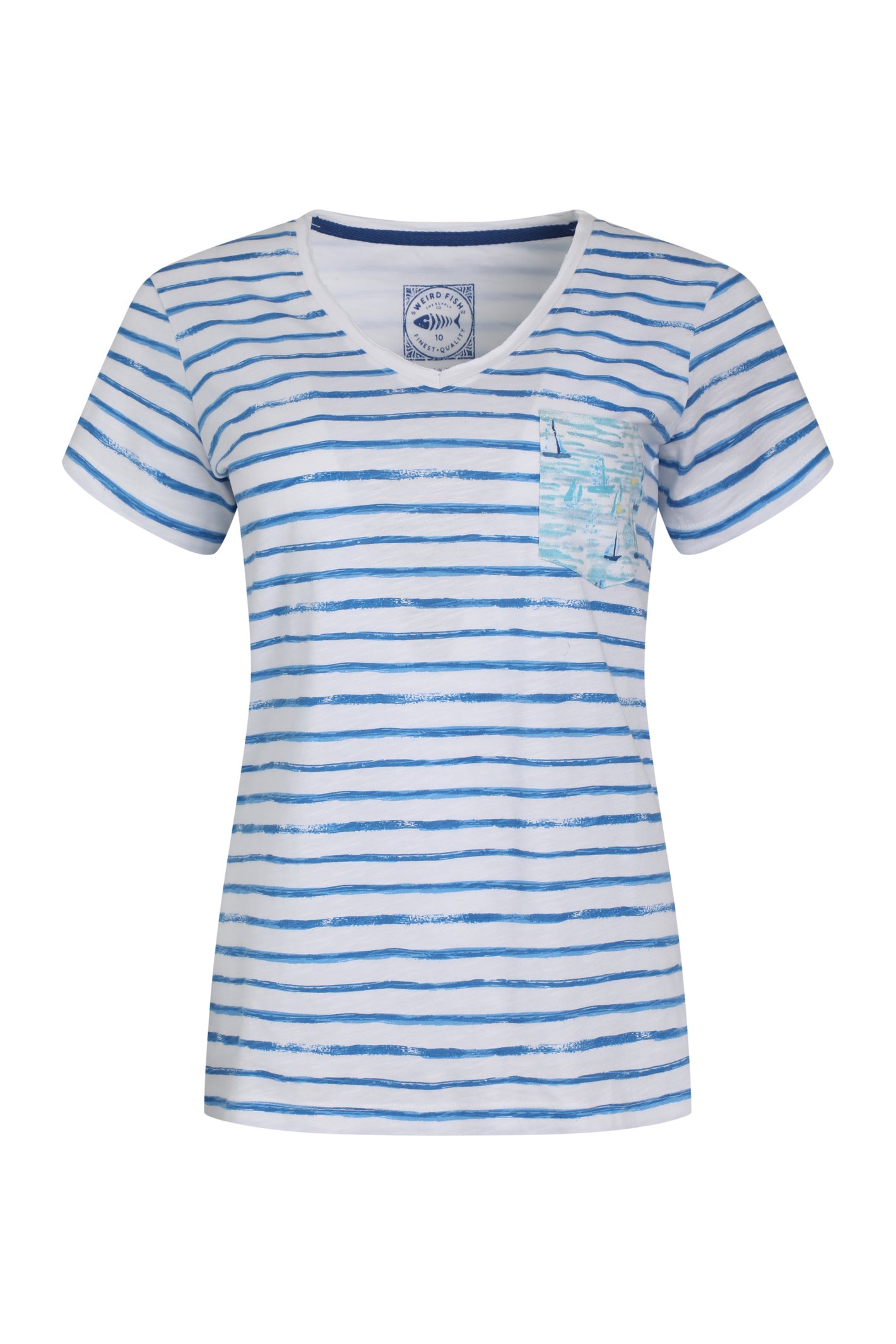 Weird Fish Ericak Organic Cotton Pocket T-Shirt Adriatic Blue Size 16