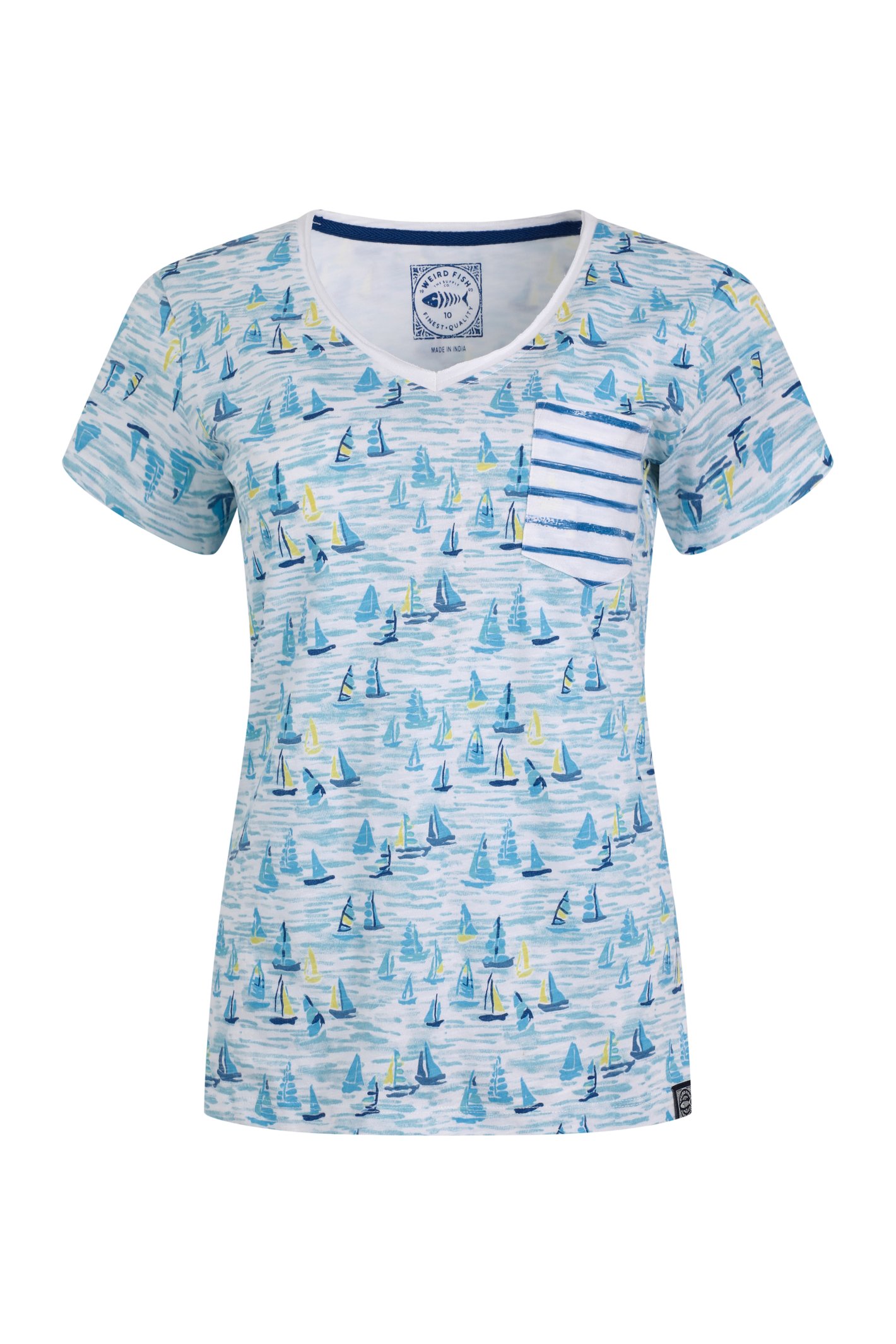 Weird Fish Ericak Organic Cotton Pocket T-Shirt Blue Size 14