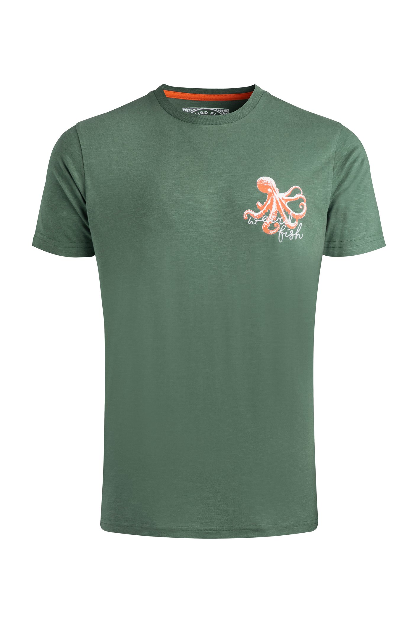 Weird Fish Porter Organic Cotton Chest Print T-Shirt Army Green Size 4XL
