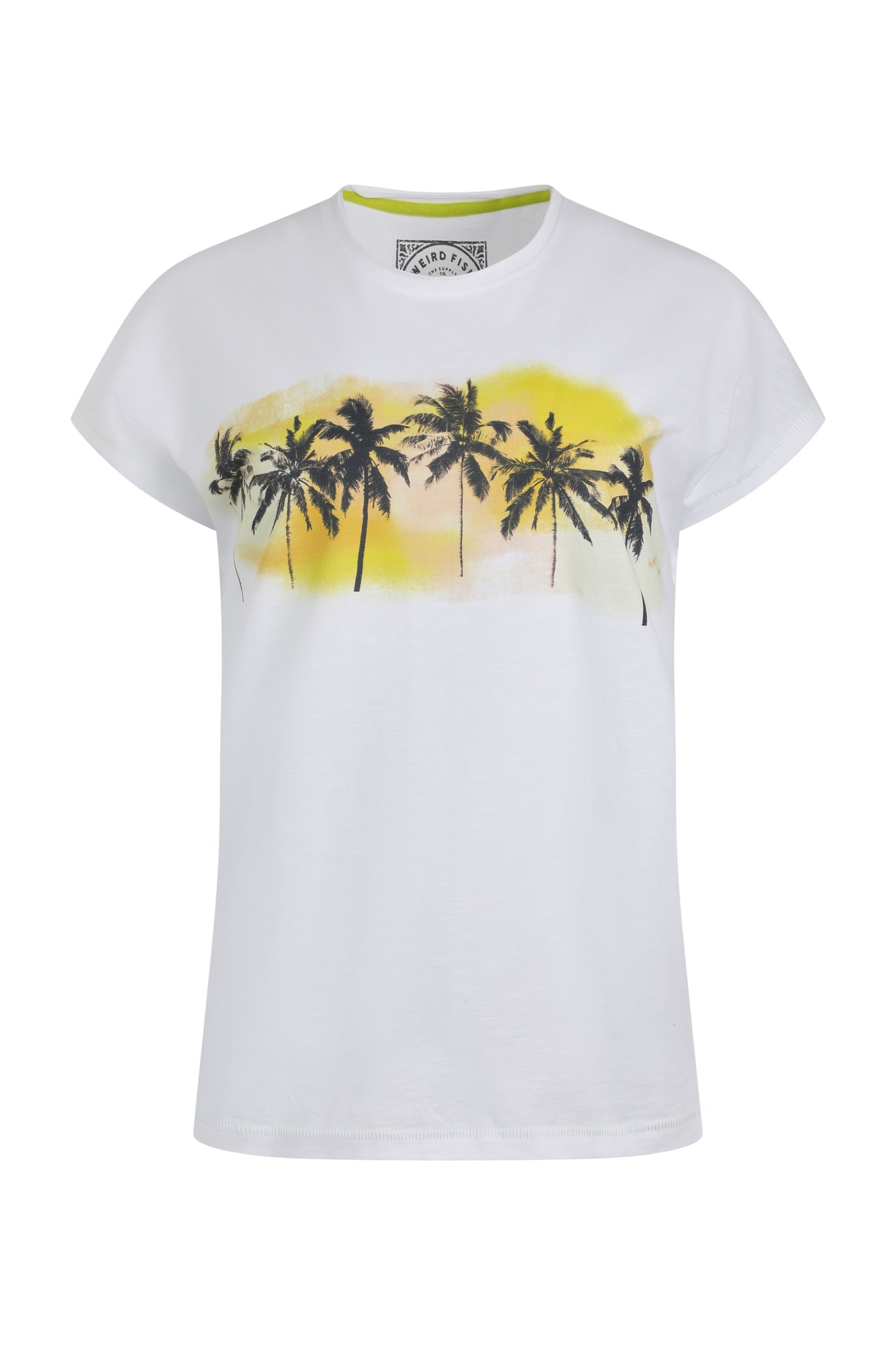 Weird Fish Painterly Palm Organic Cotton Front Print T-Shirt White Size 12