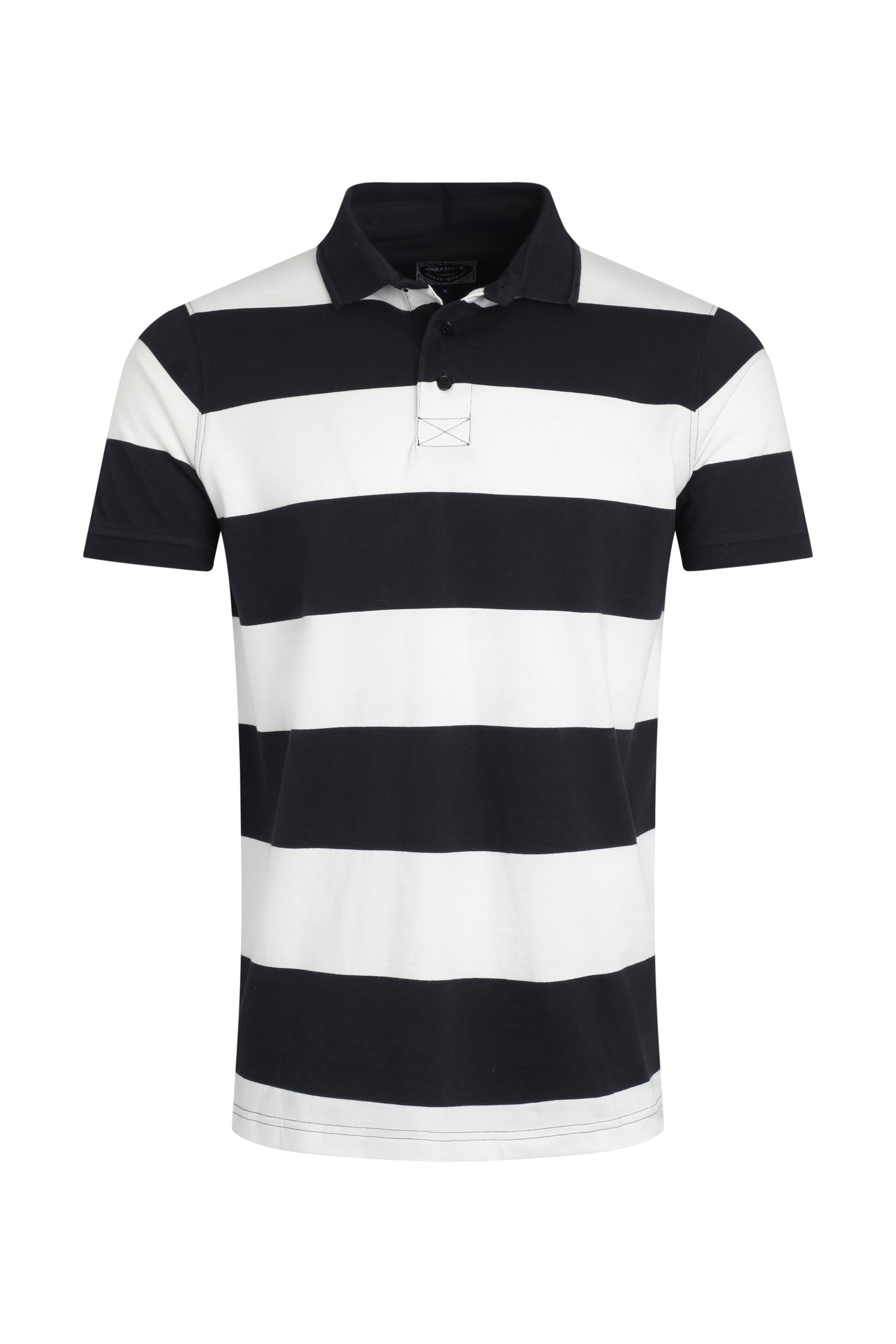 Weird Fish Ronald Organic Cotton Striped Polo Shirt Navy Size 2XL
