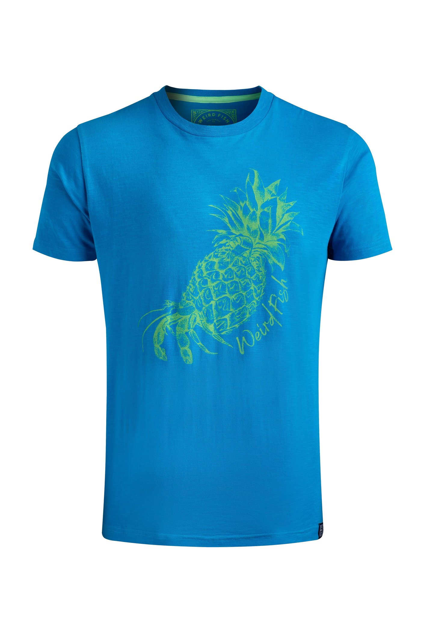 Weird Fish Pineapple Express Organic Cotton Front Print T-Shirt Lagoon Blue Size 2XL