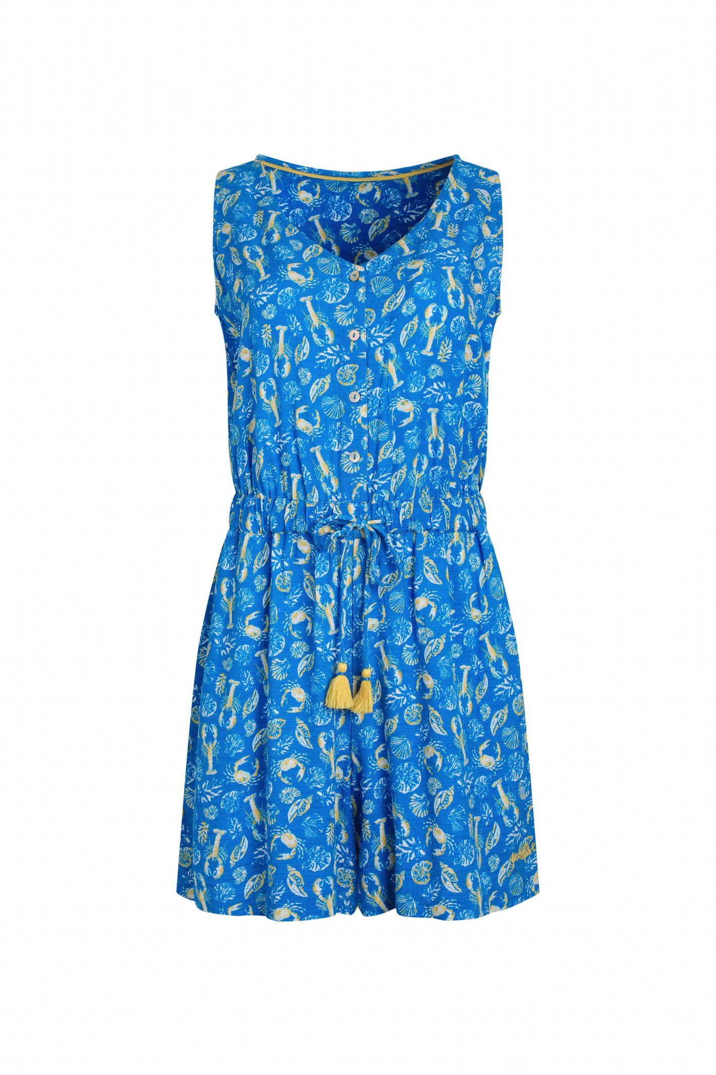 Weird Fish Taka LivaEco™ Printed Viscose Playsuit Adriatic Blue Size 22