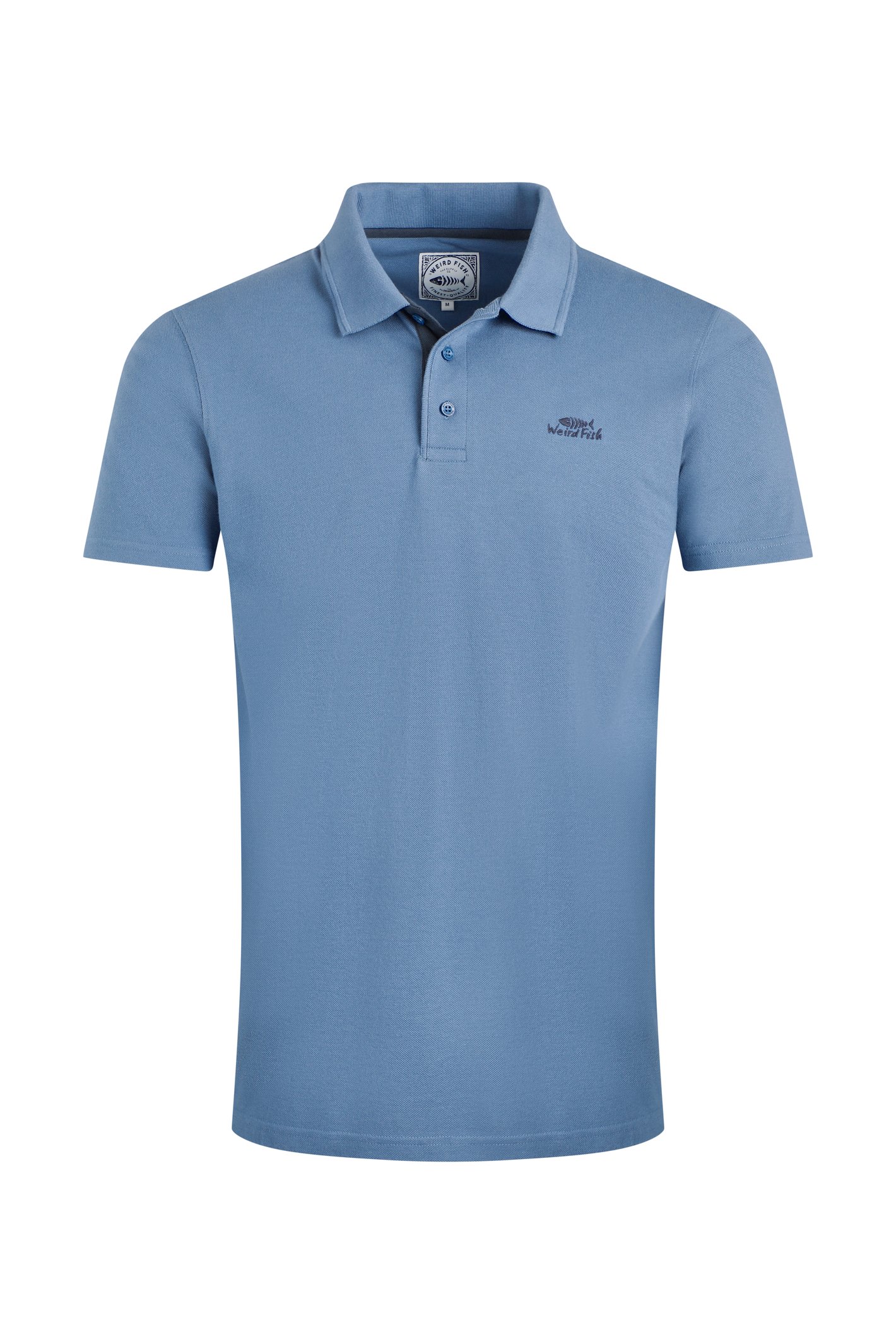 Weird Fish Miles Pique Polo Shirt Mid Blue