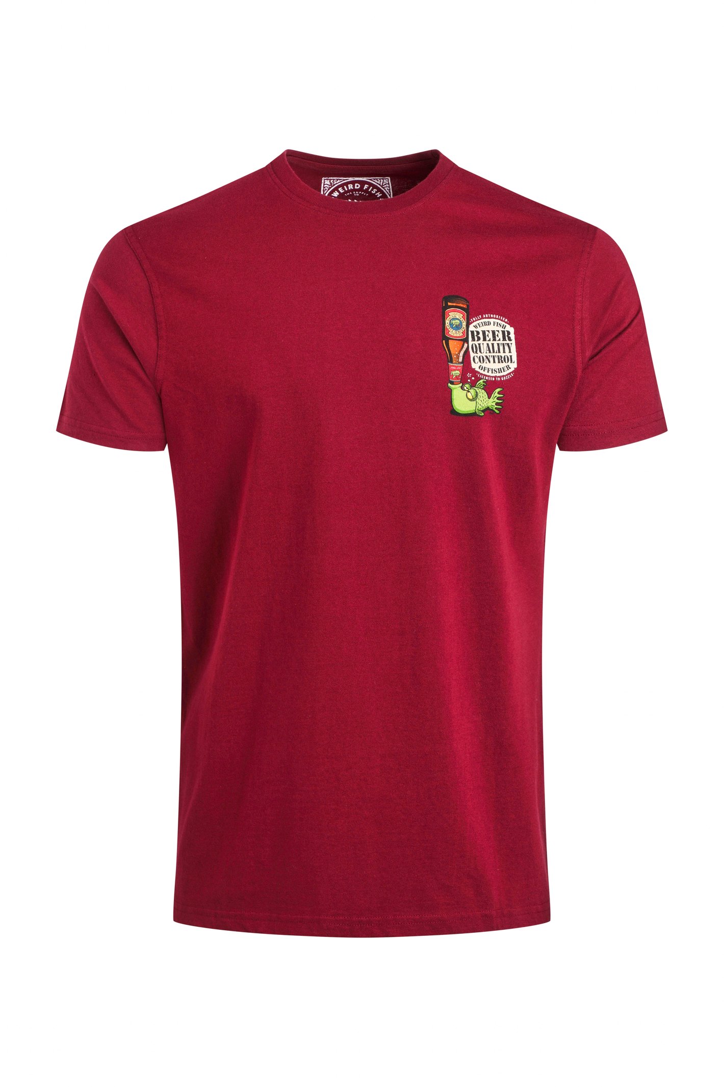 Weird Fish Beer Offisher Back Print Artist T-Shirt Garnet Size 2XL