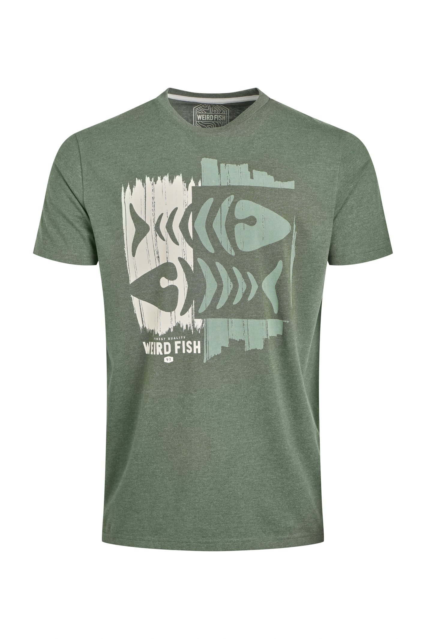 Weird Fish Double Fish Front Print Graphic T-Shirt Deep Lichen Green