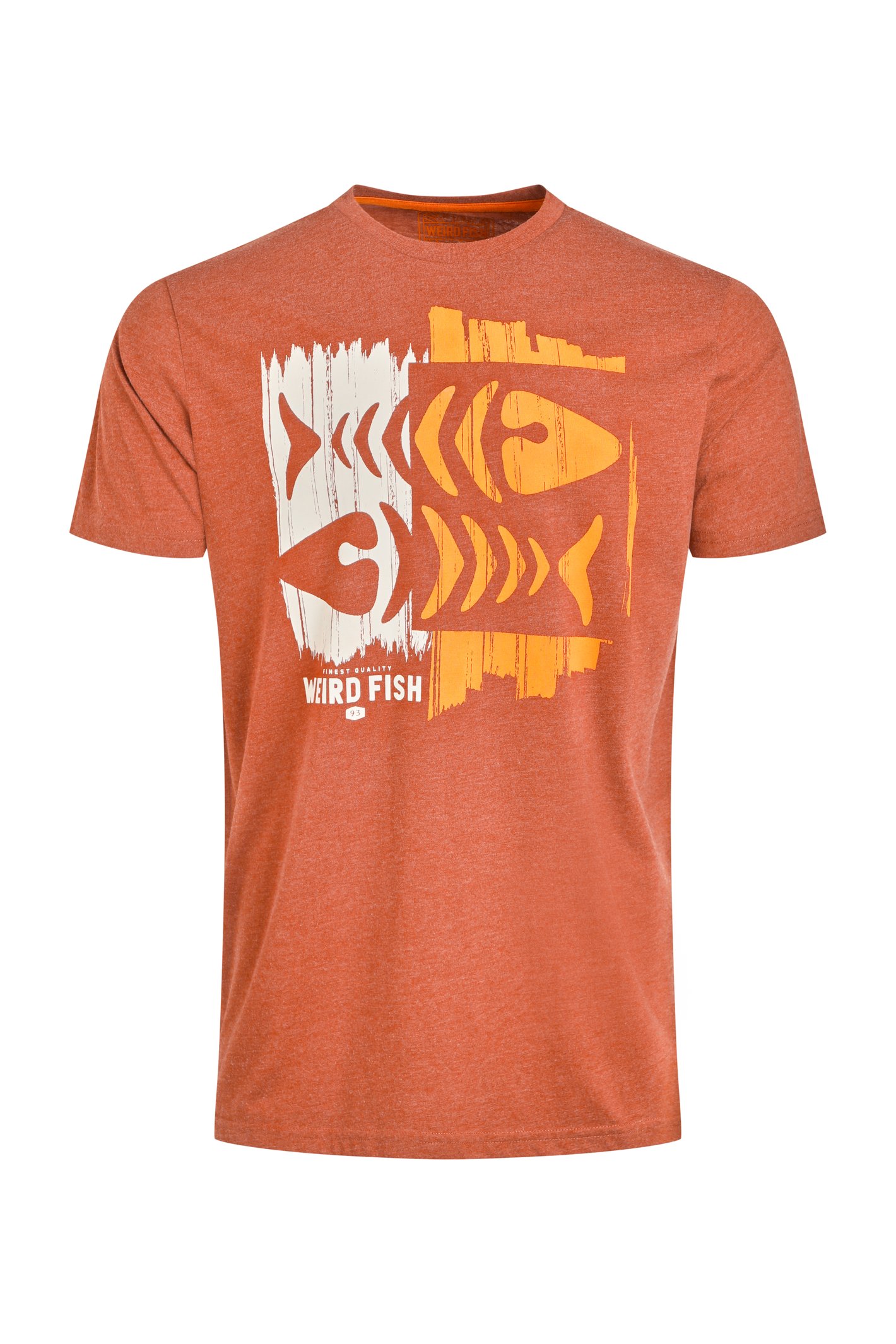 Weird Fish Double Fish Front Print Graphic T-Shirt Rust Leaves